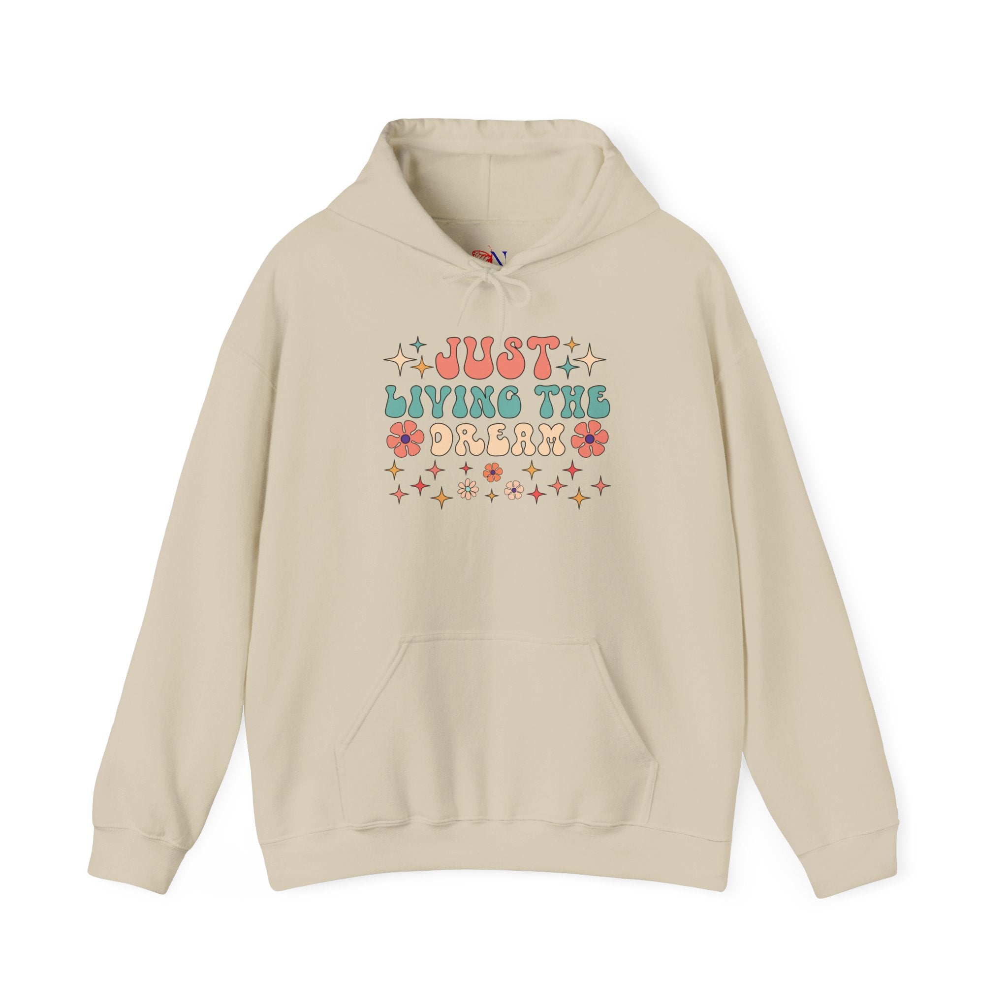 Just Living the Dream Hoodie — Retro Floral Boho Sweatshirt