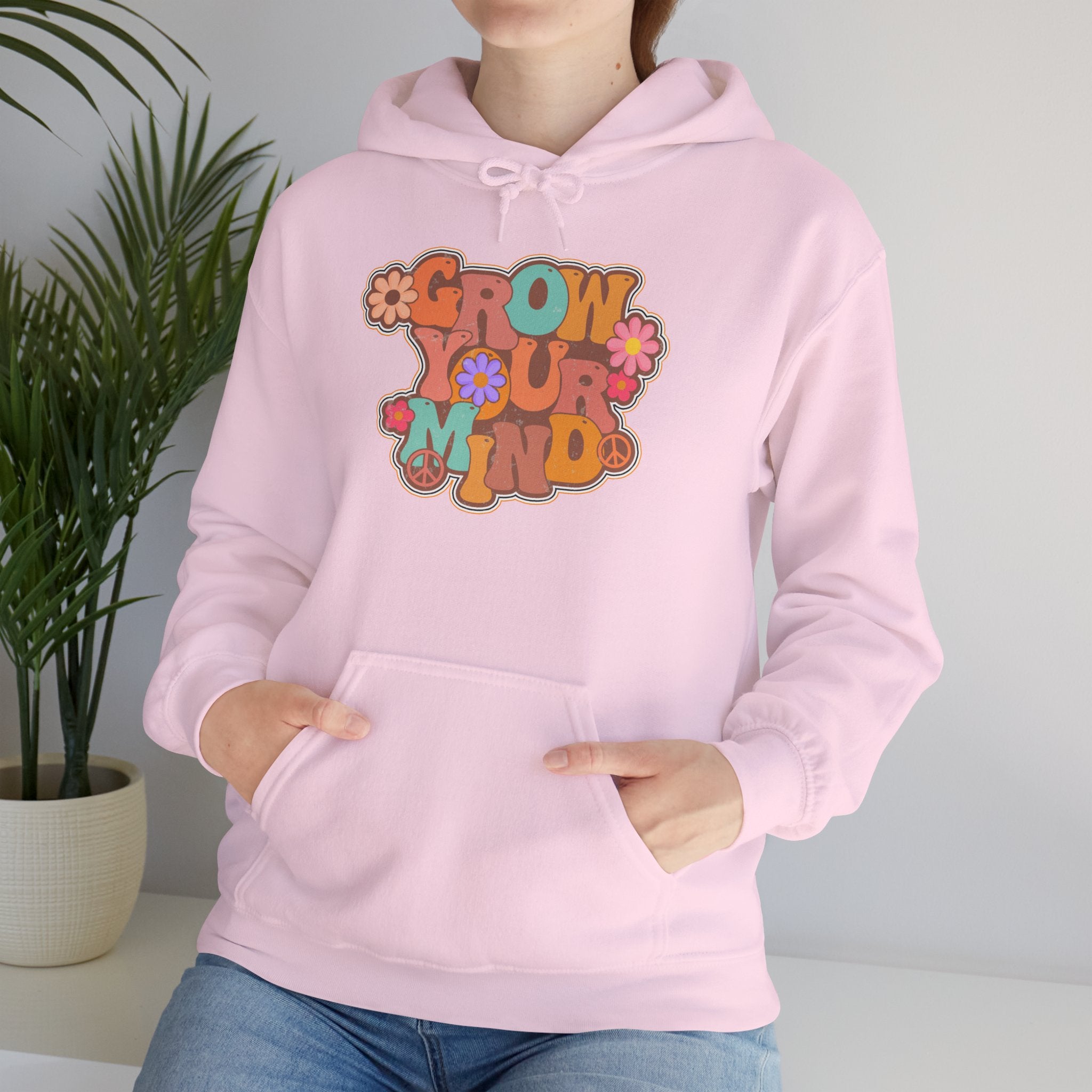 Grow Your Mind Hoodie — Retro Floral Positivity Sweatshirt