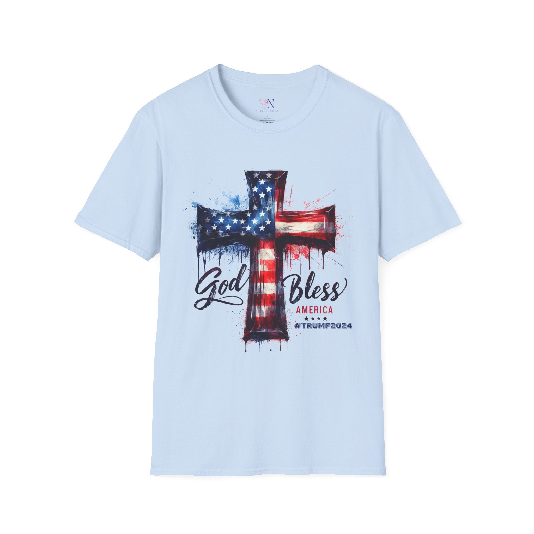 God Bless America Trump 2024, Patriotic Tee, Conservative T-Shirt, MAGA Lover Gift, American Pride, Christian GOP, Trump Vance