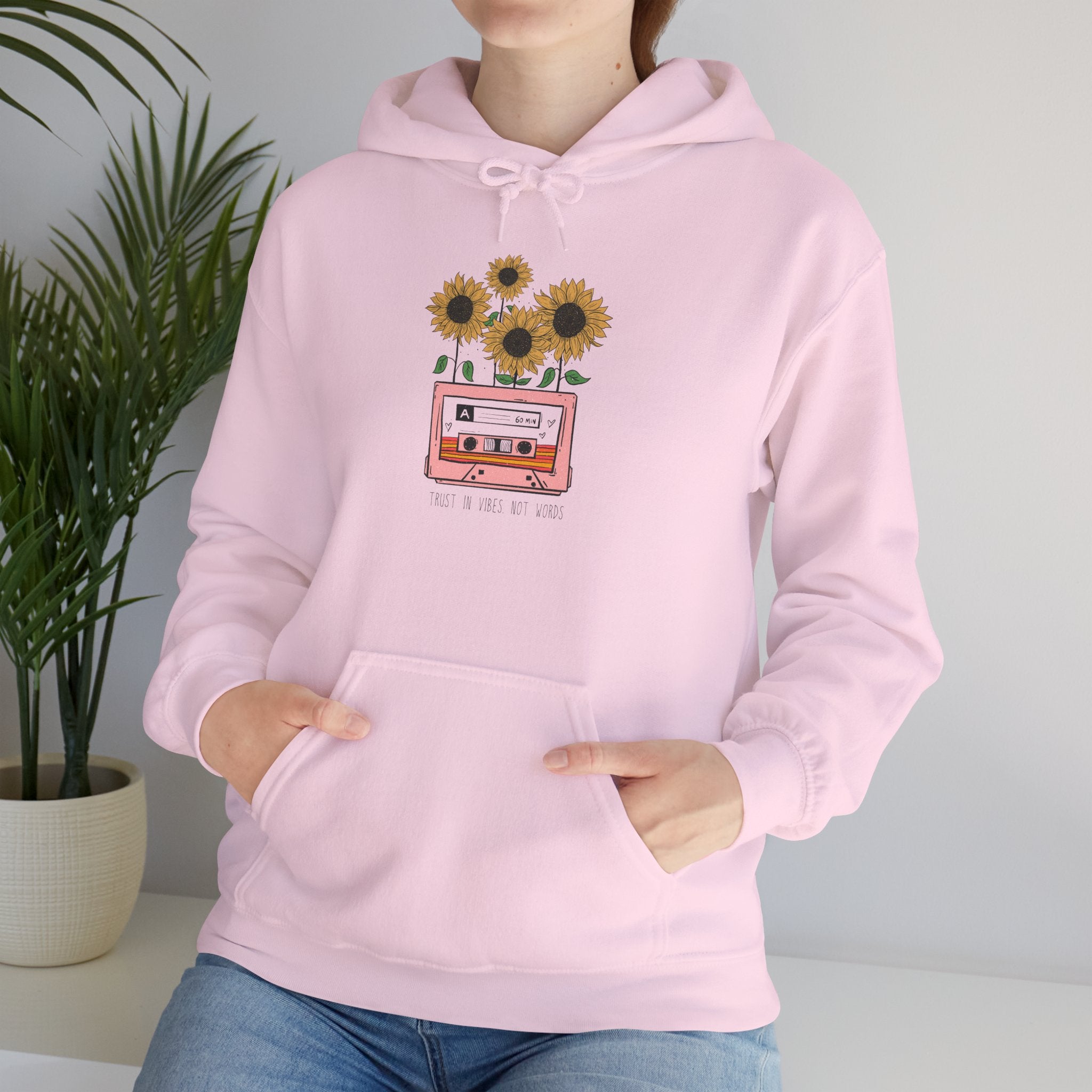 Sunflower Cassette Hoodie — Retro Floral Music Graphic Sweatshirt
