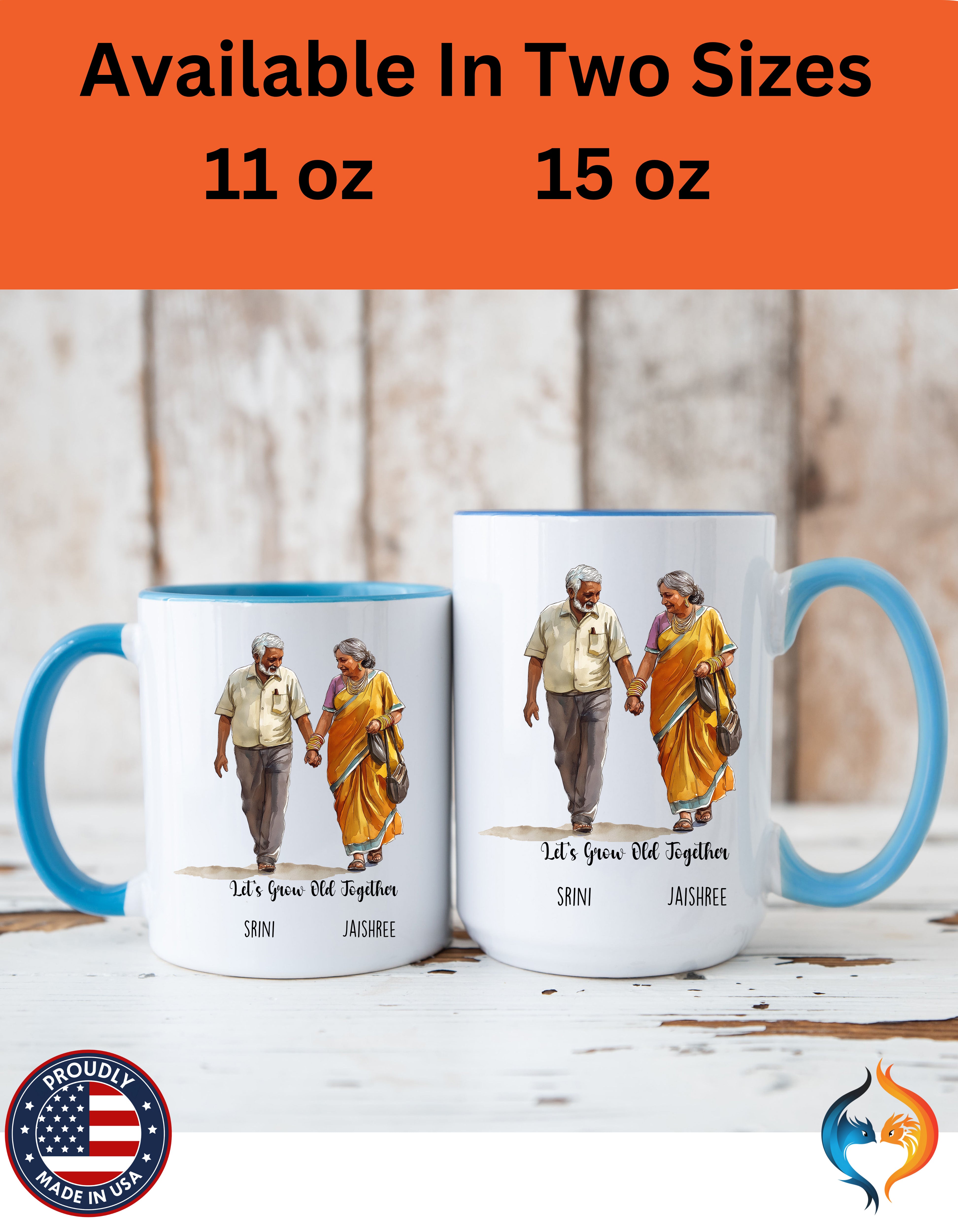 Personalized South Indian Couple Mug – Let's Grow Old Together