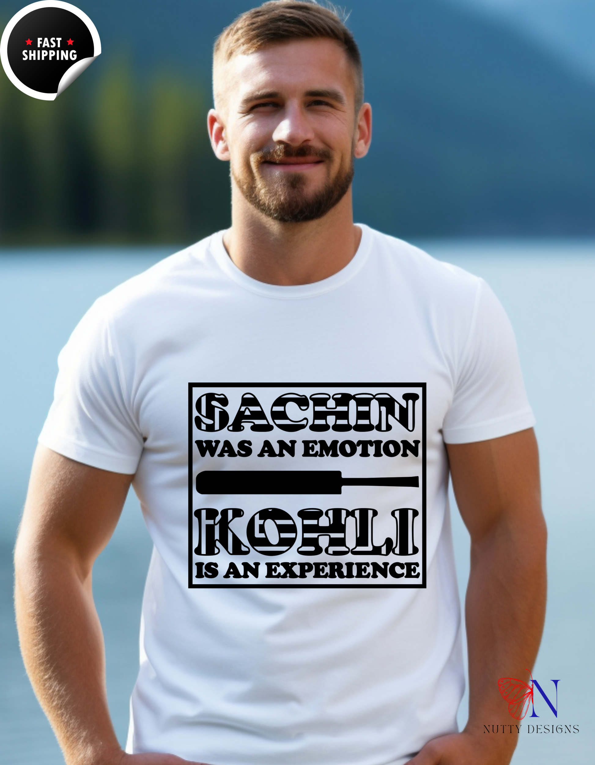 Sachin Was An Emotion, Kholi Is An Experience, unique T-Shirt Product Photo | Nutty Designs