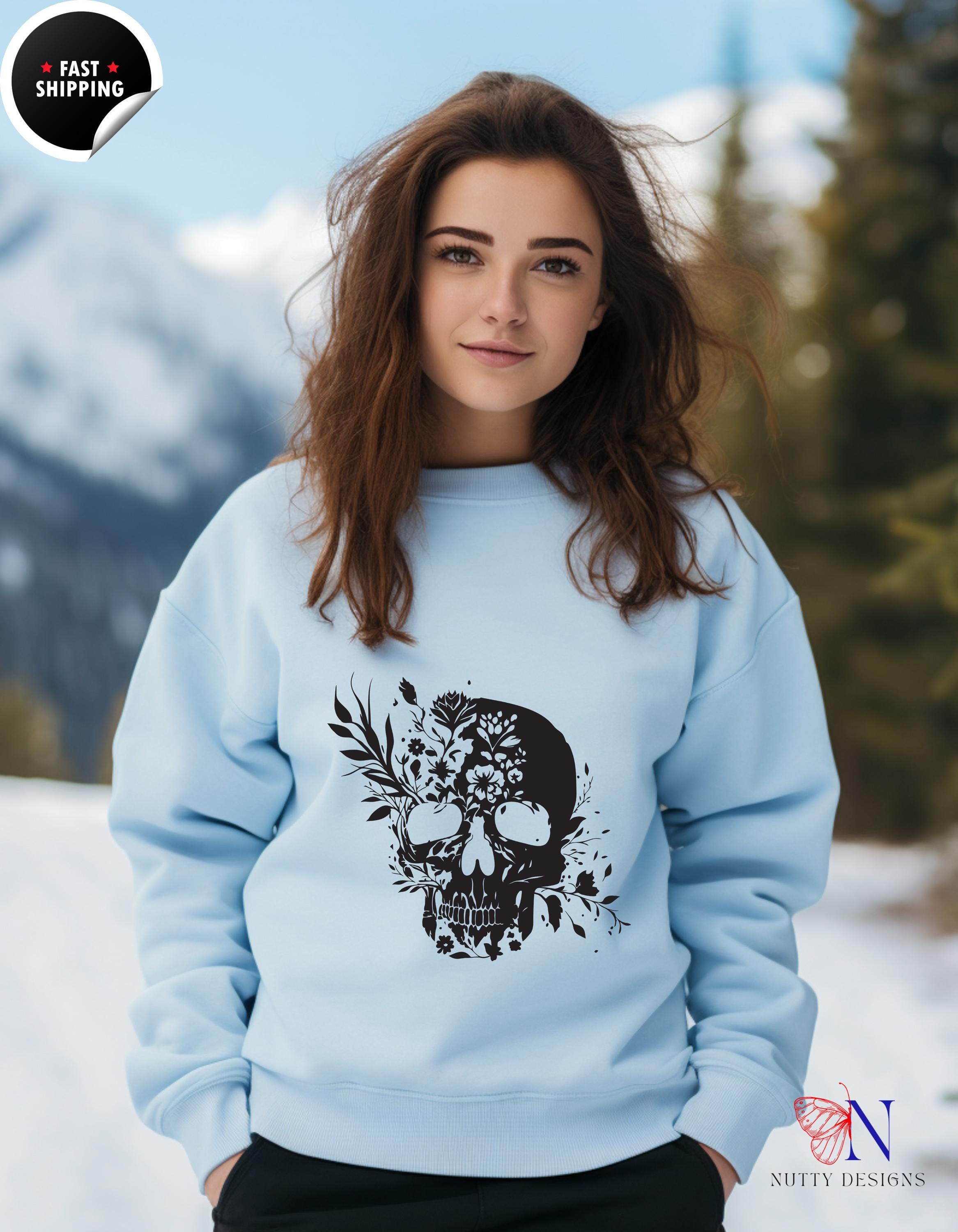 Skull Growing Flowers Sweatshirt | Unique Floral Design | Cozy Graphic Hoodie for Nature Lovers & Trendsetters