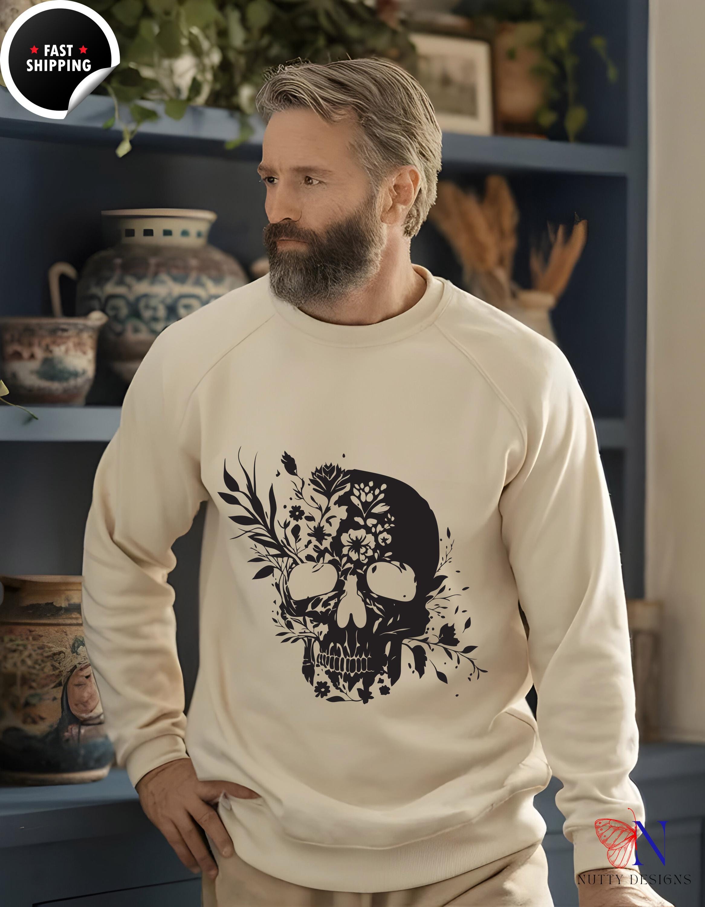 Skull Growing Flowers Sweatshirt | Unique Floral Design | Cozy Graphic Hoodie for Nature Lovers & Trendsetters