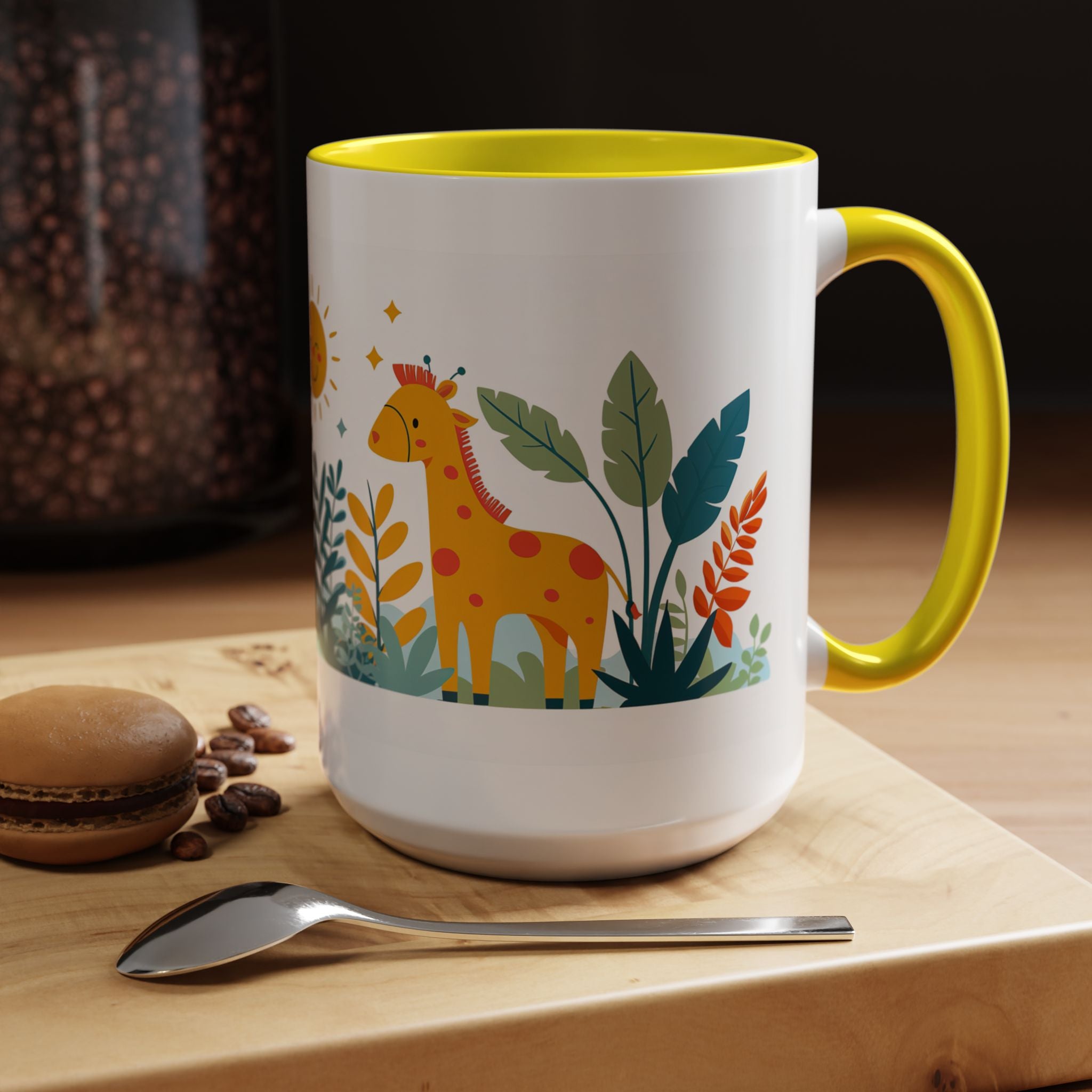 Kids Accent Coffee Mug Sizes 11oz and 15oz, Theme My Jungle Friends