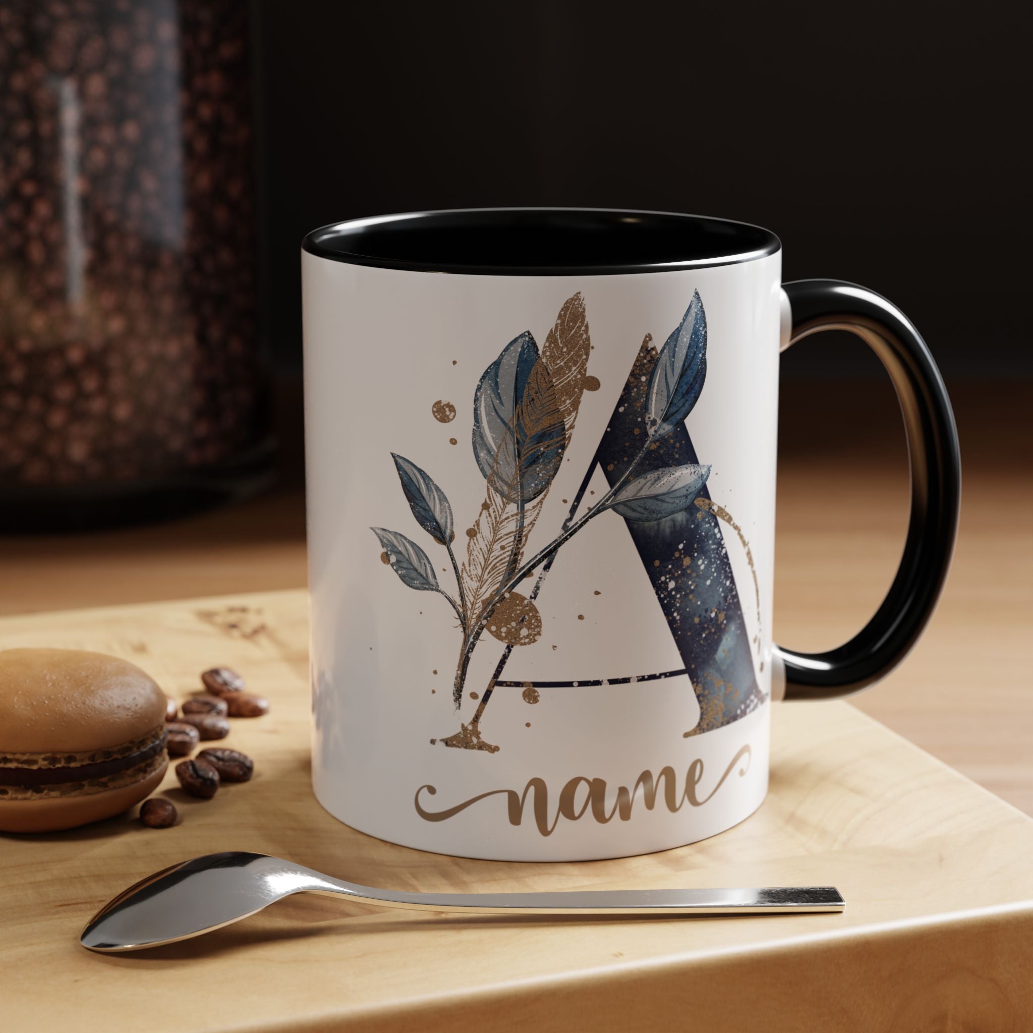 Personalized Floral Initial Coffee Mug for her, Custom Name Mug, Wedding Favor, Unique Home Décor Coffee Cup, Girlfriend Gift, Monogram Mug