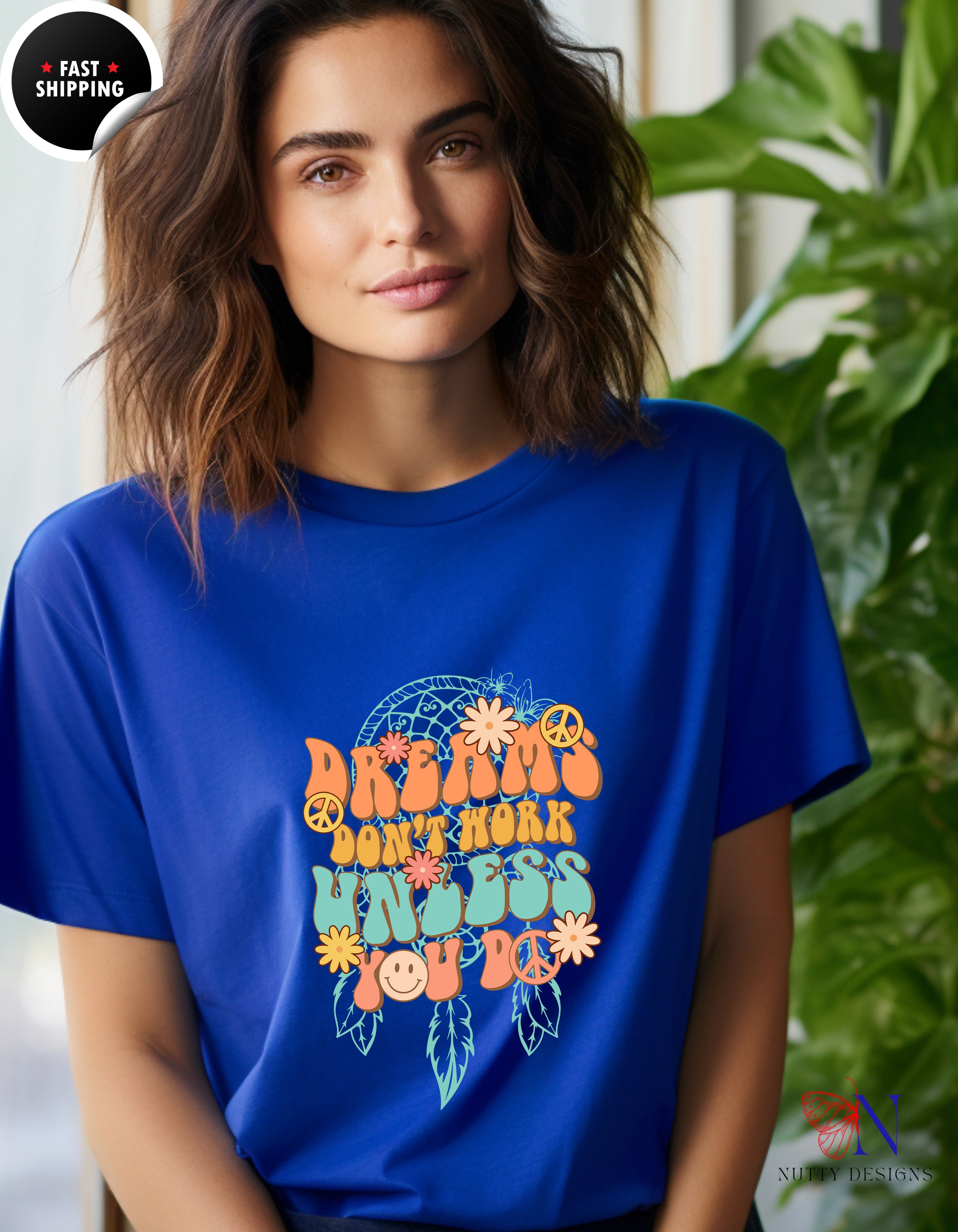 Dreams Don't Work Unless You Do , Motivational T-Shirt Lifestyle Mockup | Nutty Designs