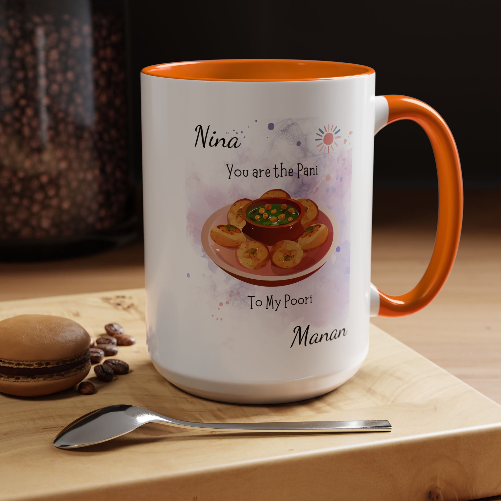 Funny Coffee Mug, Personalized Mug, You Are Pani To My Poori Accent Cup 11/15oz, Anniversary, Wedding, Valentines, Romantic Gift Him her