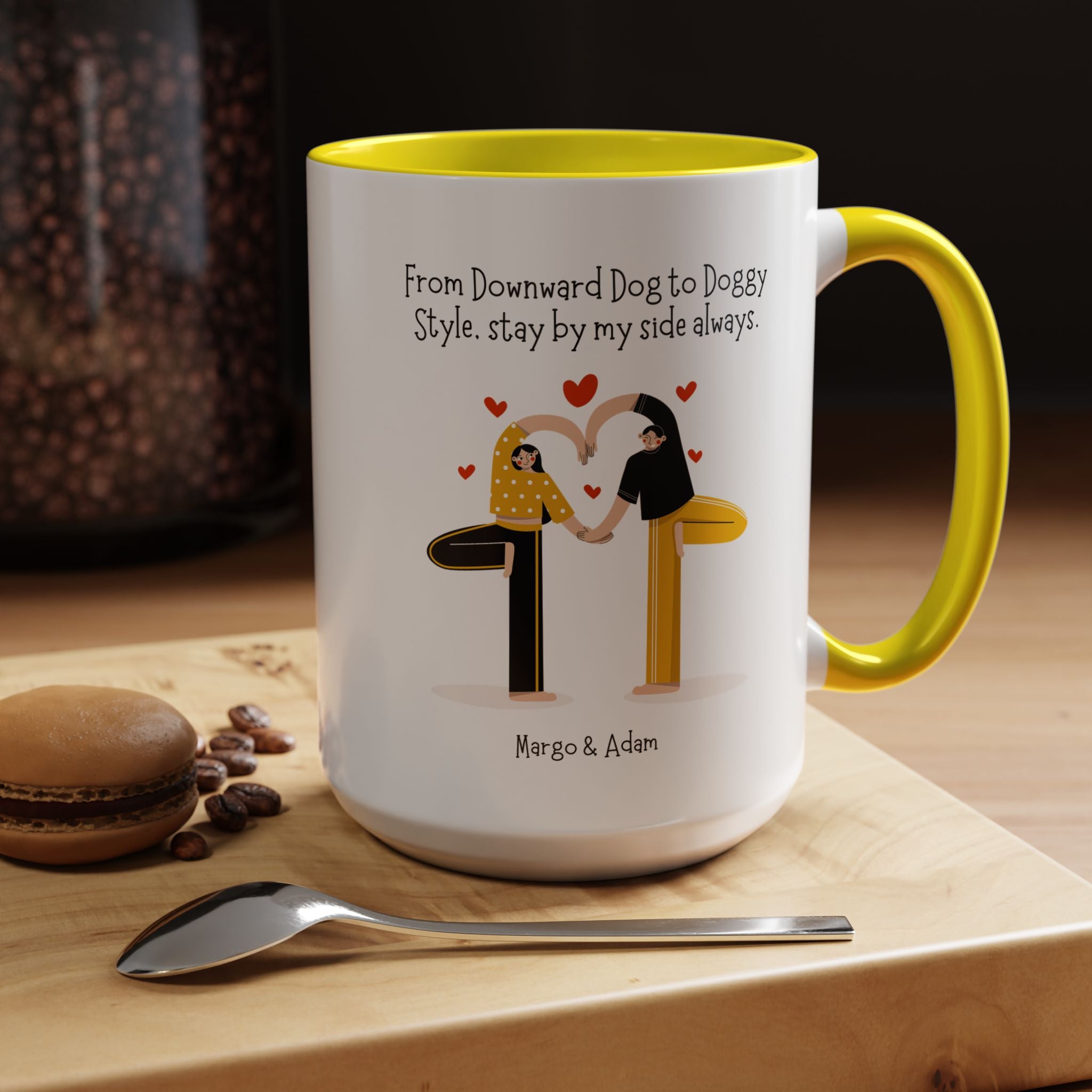 Downward Dog Yoga to Doggy Style Stay By My Side Dirty Valentine Gift, Personalized Romantic Mug, 11/15oz, Anniversary Couple V-Day Gift