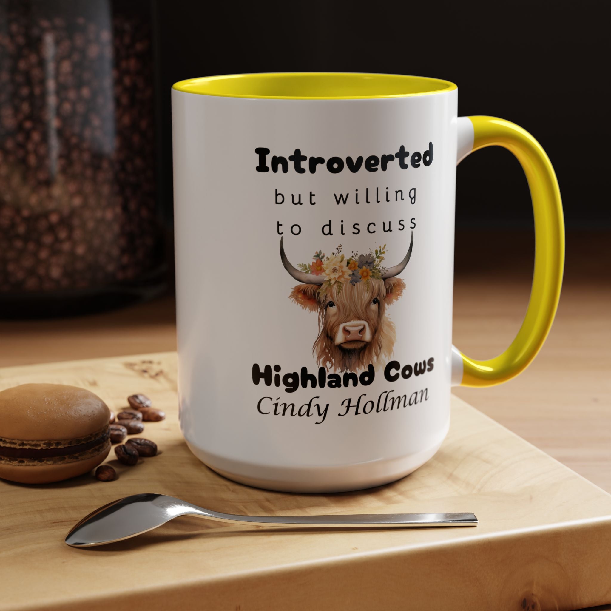 Funny Introverted Highland Cow Accent Coffee Mug (11, 15oz)
