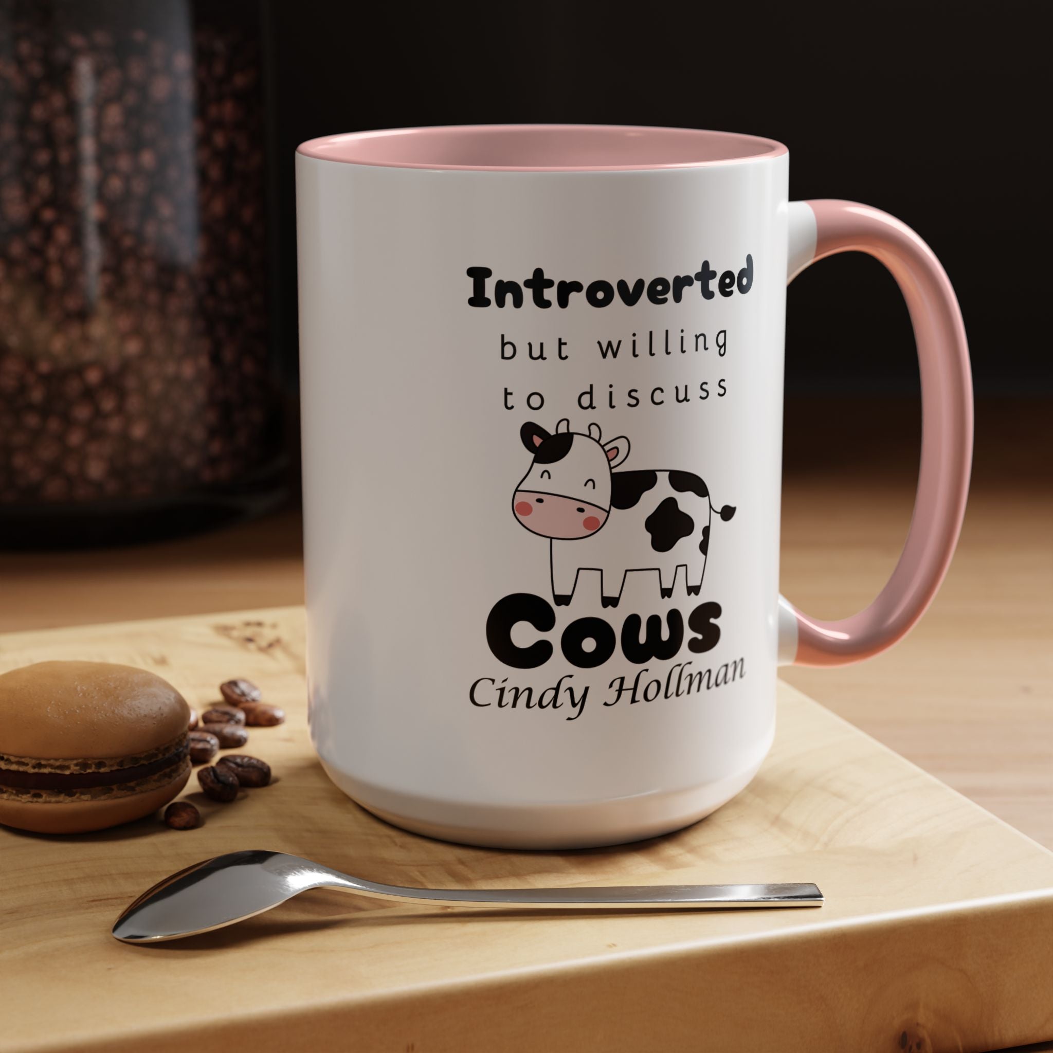 Funny Coffee Mug, Introverted But Willing To Discuss Cows Personalized Accent Coffee Mug (11 and 15oz)