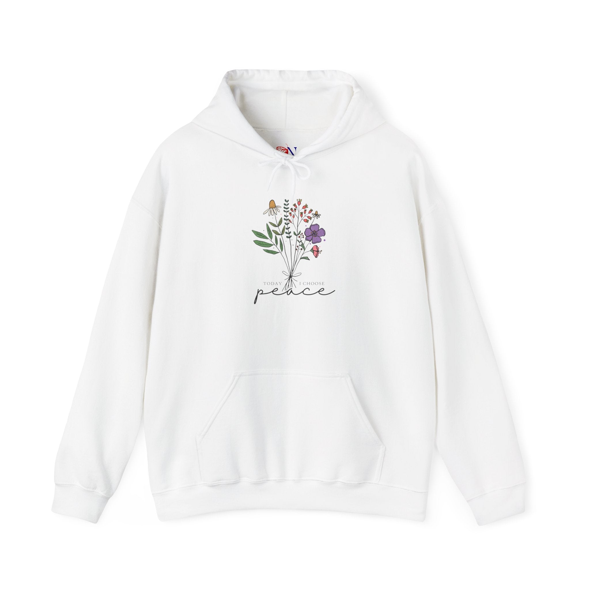 Peace Floral Hoodie — Minimal Botanical Graphic Hooded Sweatshirt