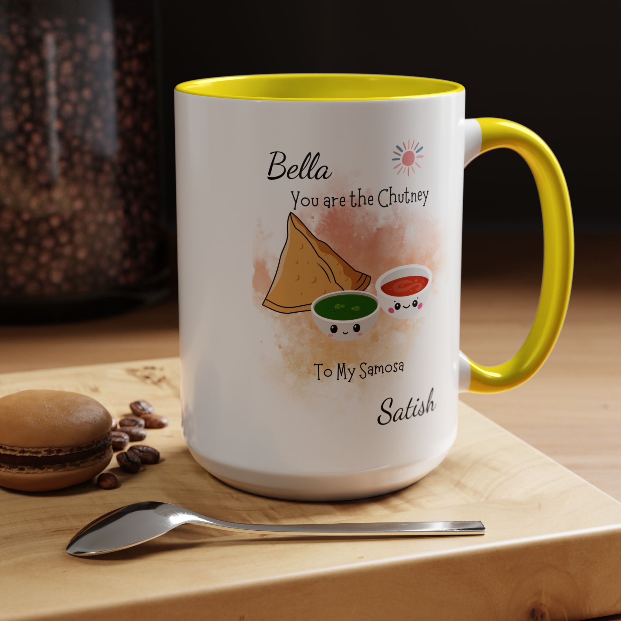 Funny Coffee Mug, Personalized Mug, You Are Chutney To My Samosa Accent Cup 11/15oz, Anniversary, Wedding, Valentines, Romantic Gift Him her