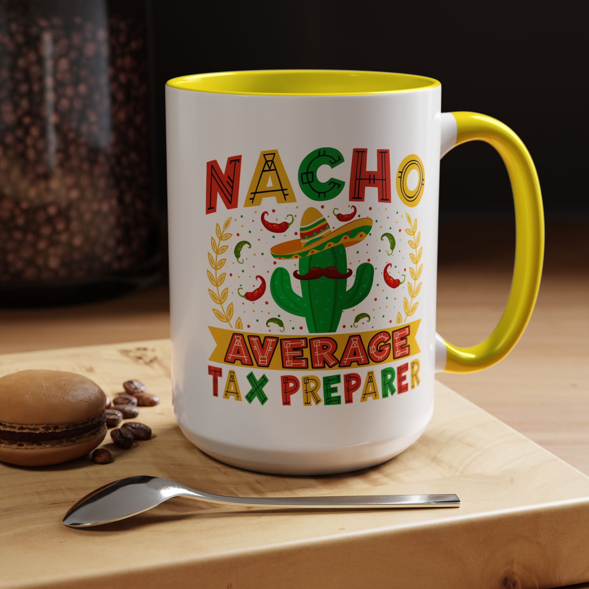 Funny Coffee Mug, Personalized Mug, Nacho Average Tax Preparer, Biking Lover Accent Cup (11, 15oz), Gift Under 20, White Elephant gift