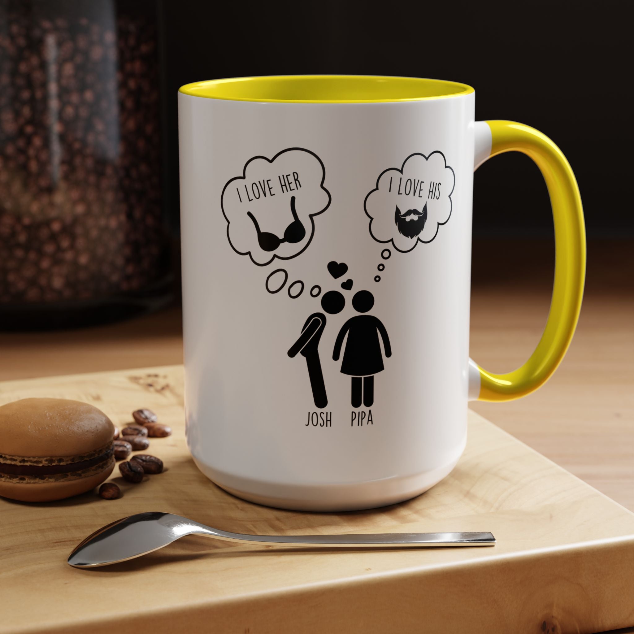 Love His Beard Love Her Boobs Personalized Romantic Dirty Valentine Gift Mug,  Accent Cup 11/15oz, Anniversary  Custom Couple V-Day Gift