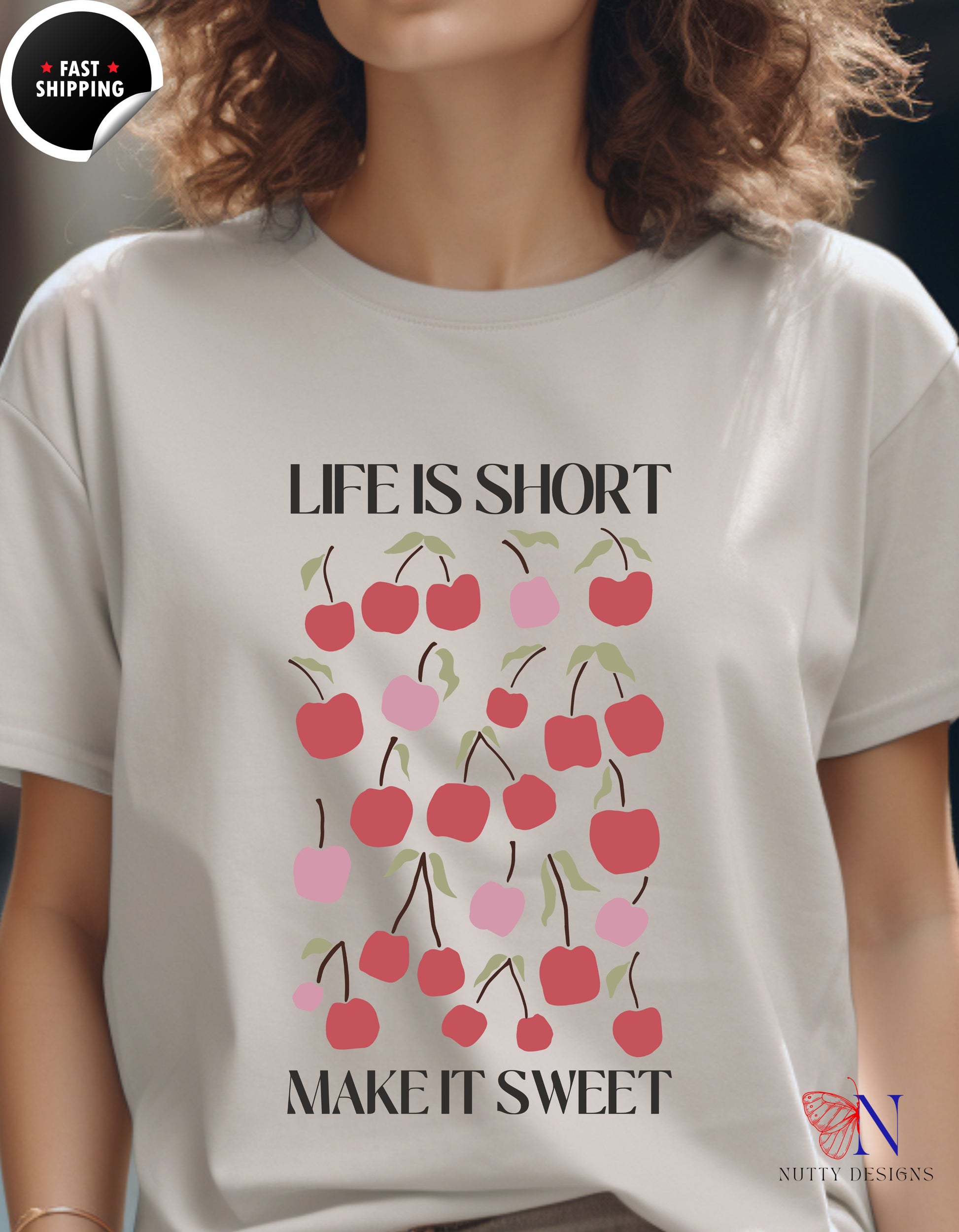 Life is short, make it Sweet, Cute Summer Shirt, Motivational T-Shirt Lifestyle Mockup | Nutty Designs