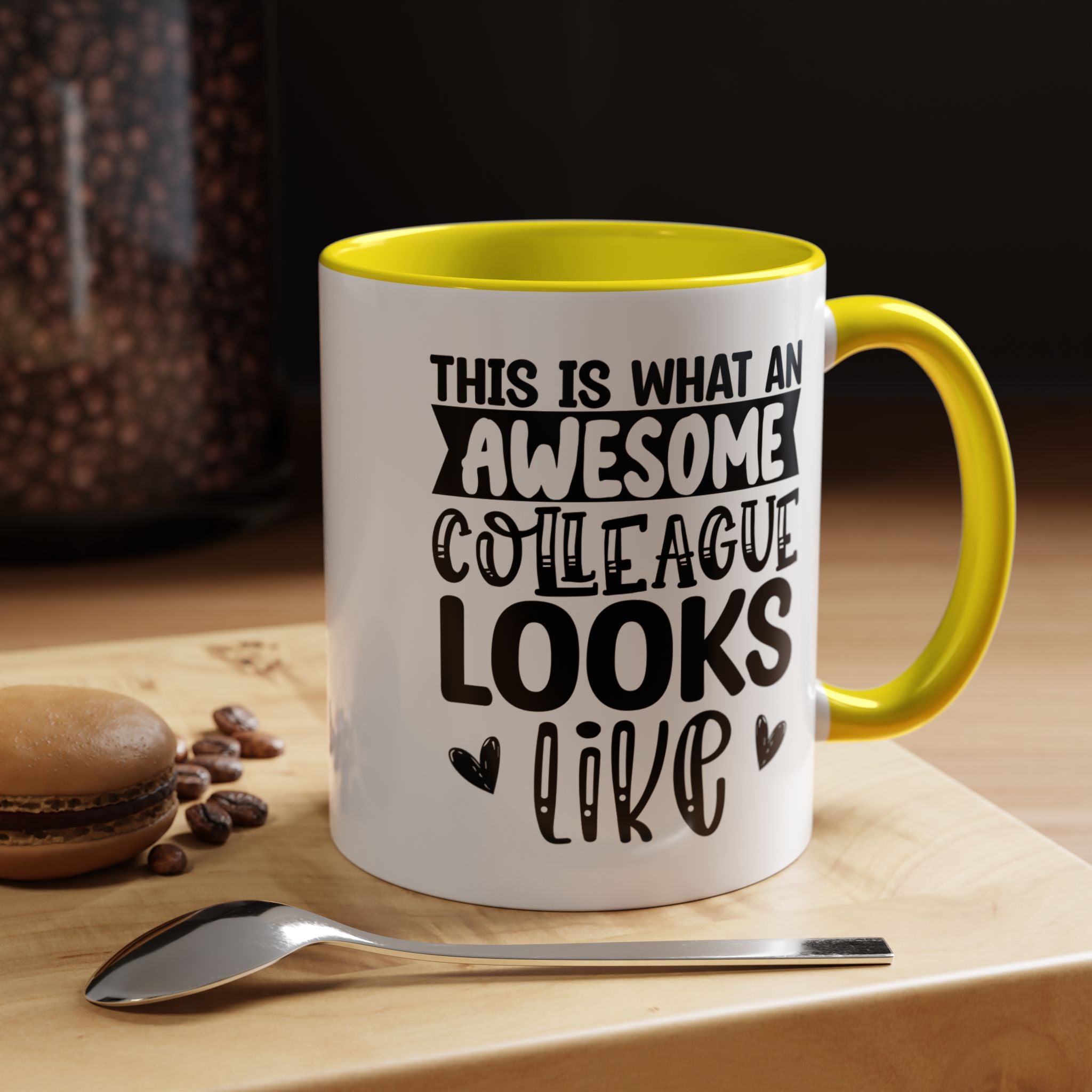 Funny Coffee Mug, Personalized Mug, This Is What An Awesome Colleague Looks Like Accent Cup (11, 15oz), Gift Under 20, White Elephant