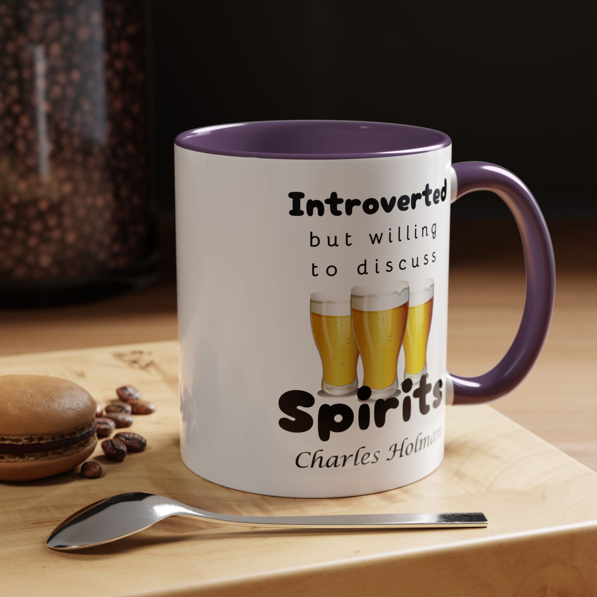 Funny Coffee Mug, Introverted But Willing To Discuss Spirits Personalized Accent Coffee Mug (11 and 15oz)