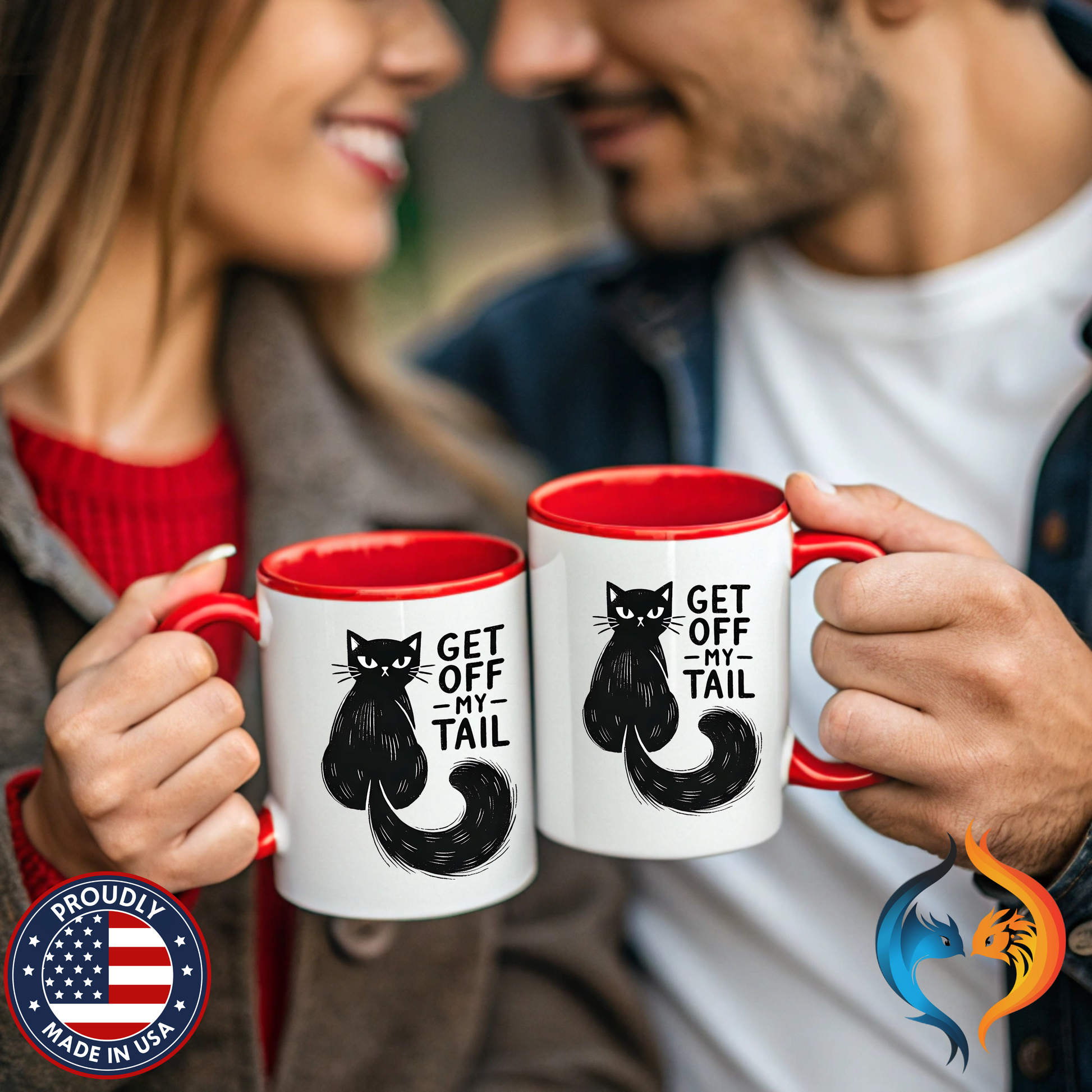 Get Off My Tail Cat , Sarcastic Tea Cup Mug Product Photo | Nutty Designs