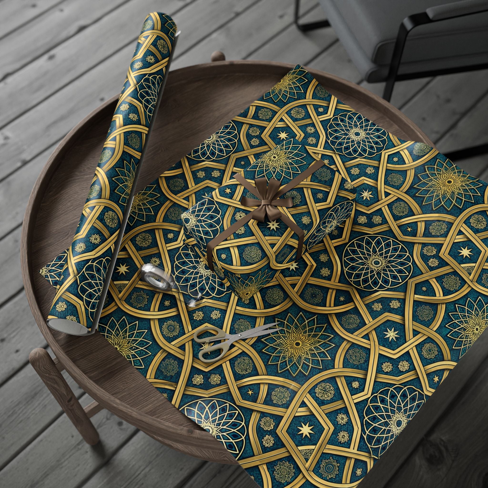 Ramadan Wrapping Paper - Islamic Gift Wrap With Geometric, Moon and Stars Design