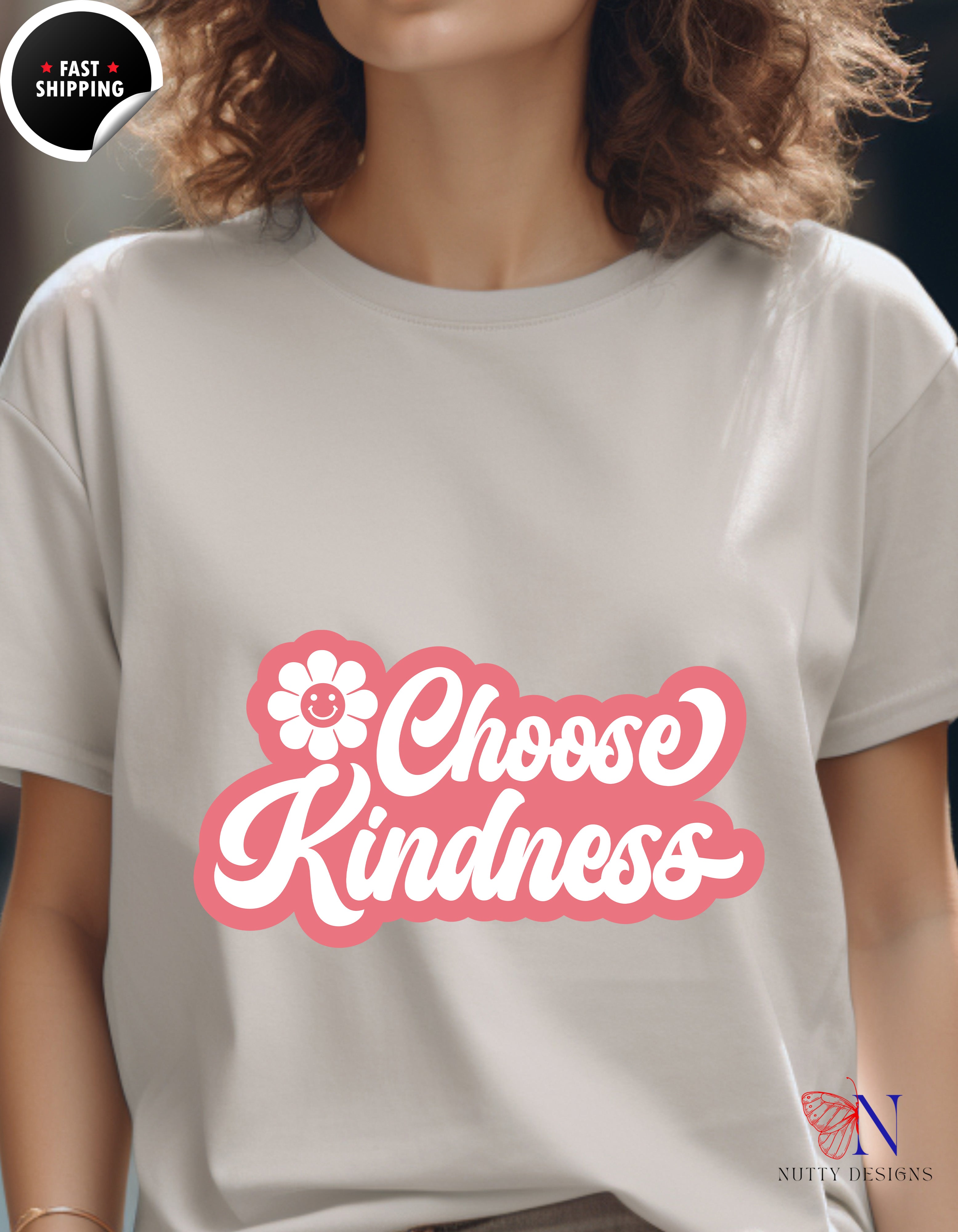 Groovy Choose Kindness Cotton T-Shirt Product Photo | Nutty Designs