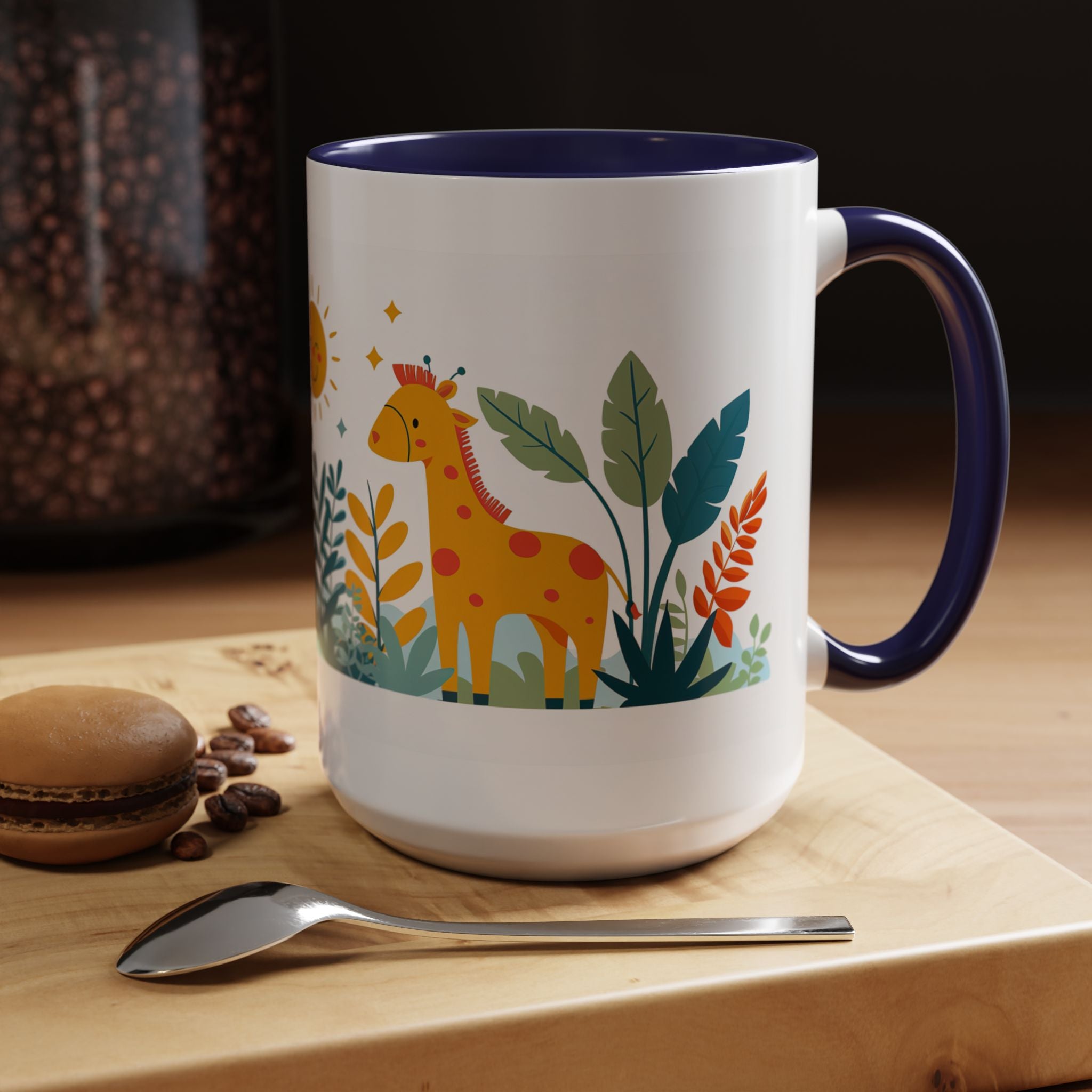 Kids Accent Coffee Mug Sizes 11oz and 15oz, Theme My Jungle Friends