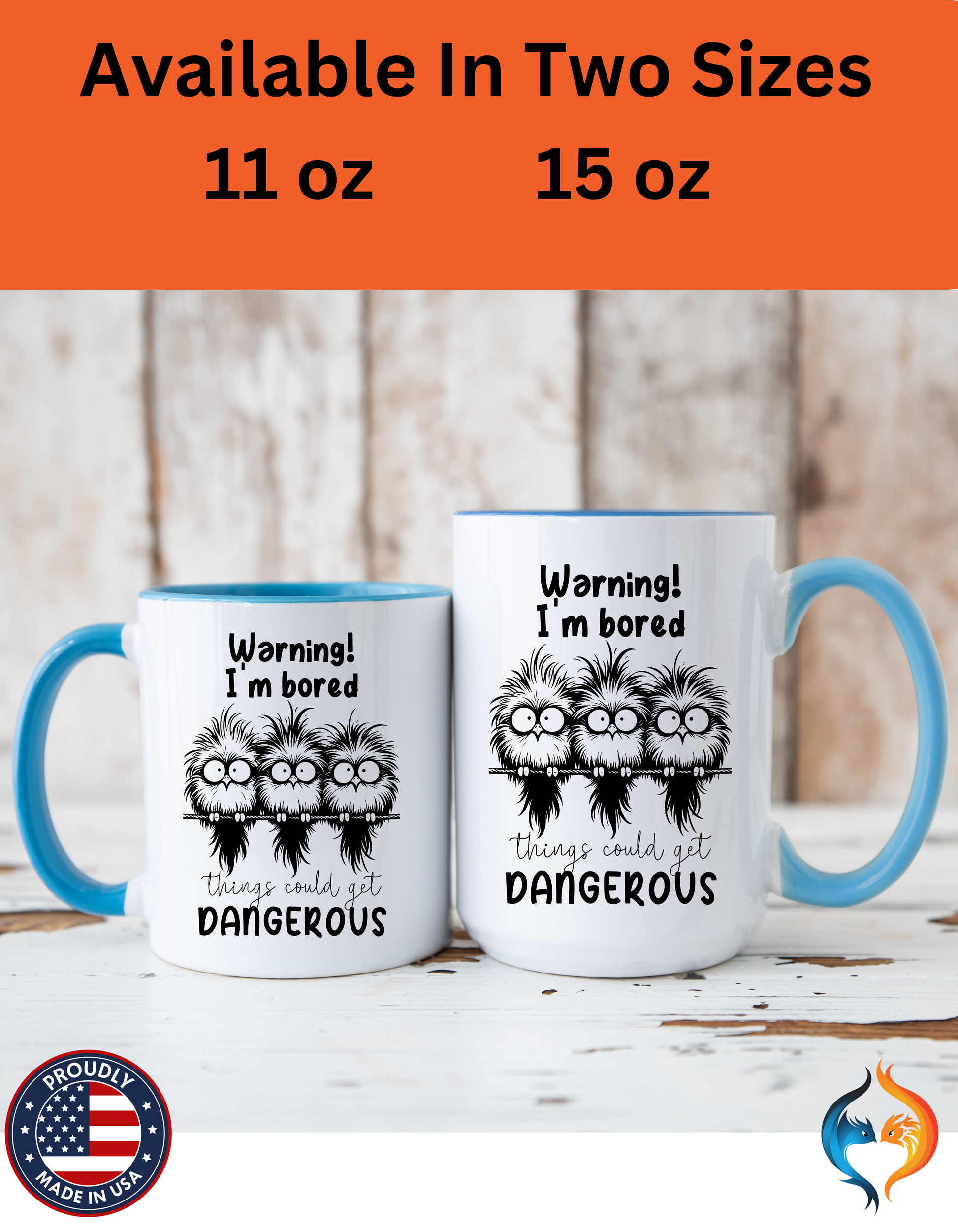 Warning I Am Bored Mug Product Photo | Nutty Designs