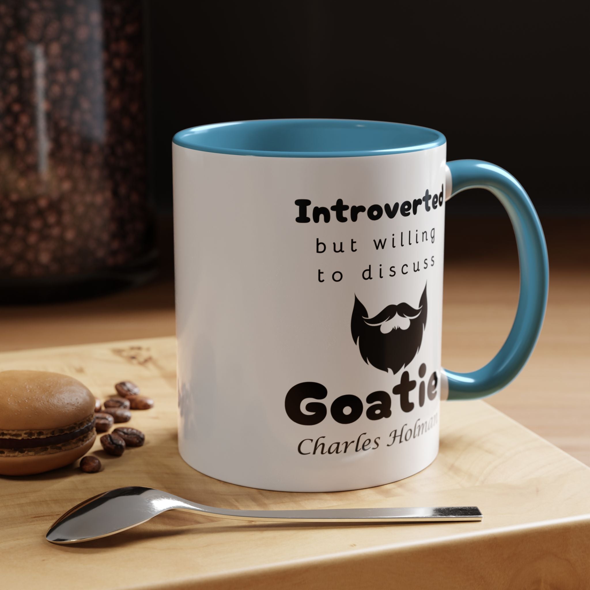 Funny Coffee Mug, Introverted But Willing To Discuss Goatie Personalized Accent Coffee Mug (11 and 15oz)