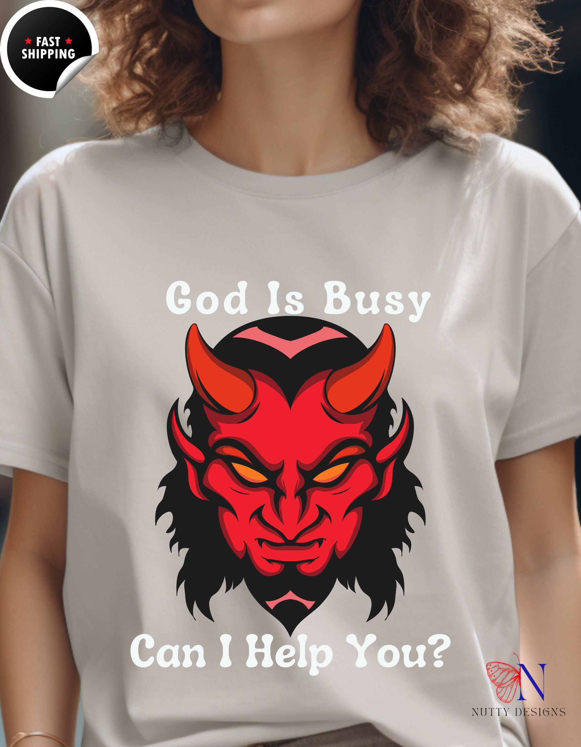 God Is Busy Dark , atheist religious T-Shirt Product Photo | Nutty Designs