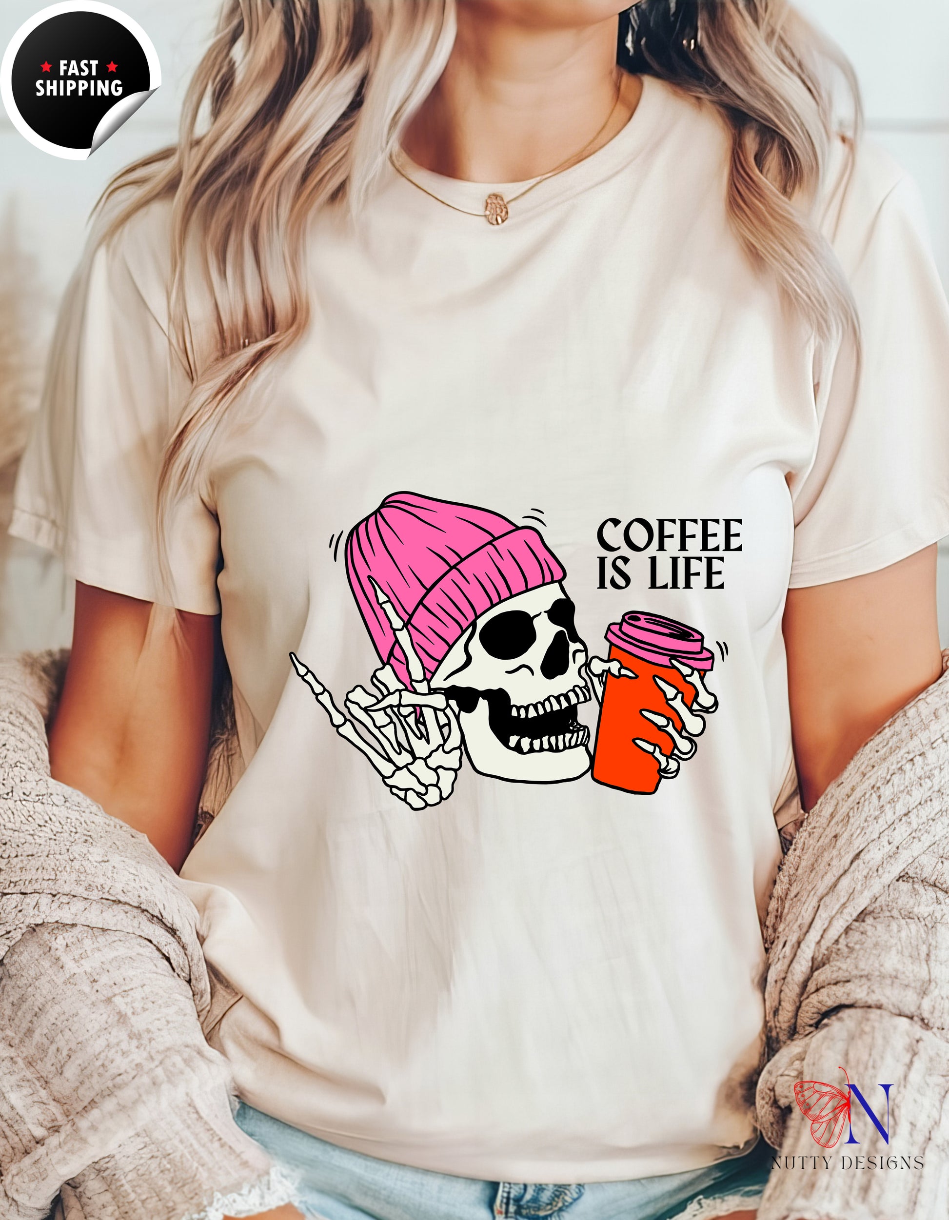 Coffee Is Life T-Shirt Product Photo | Nutty Designs