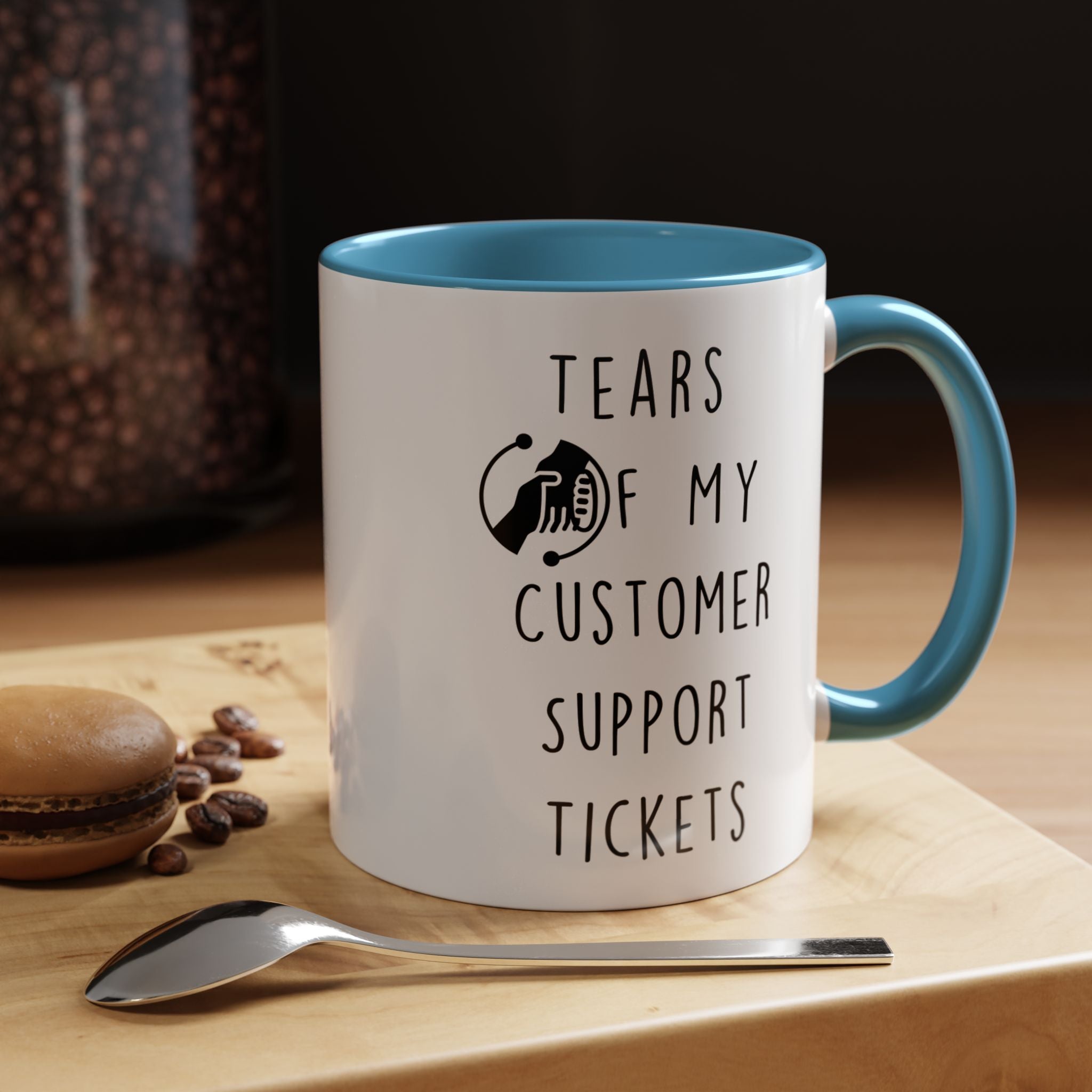 Funny Coffee Mug, Personalized Mug, Tears Of My Customer Support Tickets, Accent Cup (11, 15oz), Sarcastic Mug,  Tea Cup, Gift Under 20