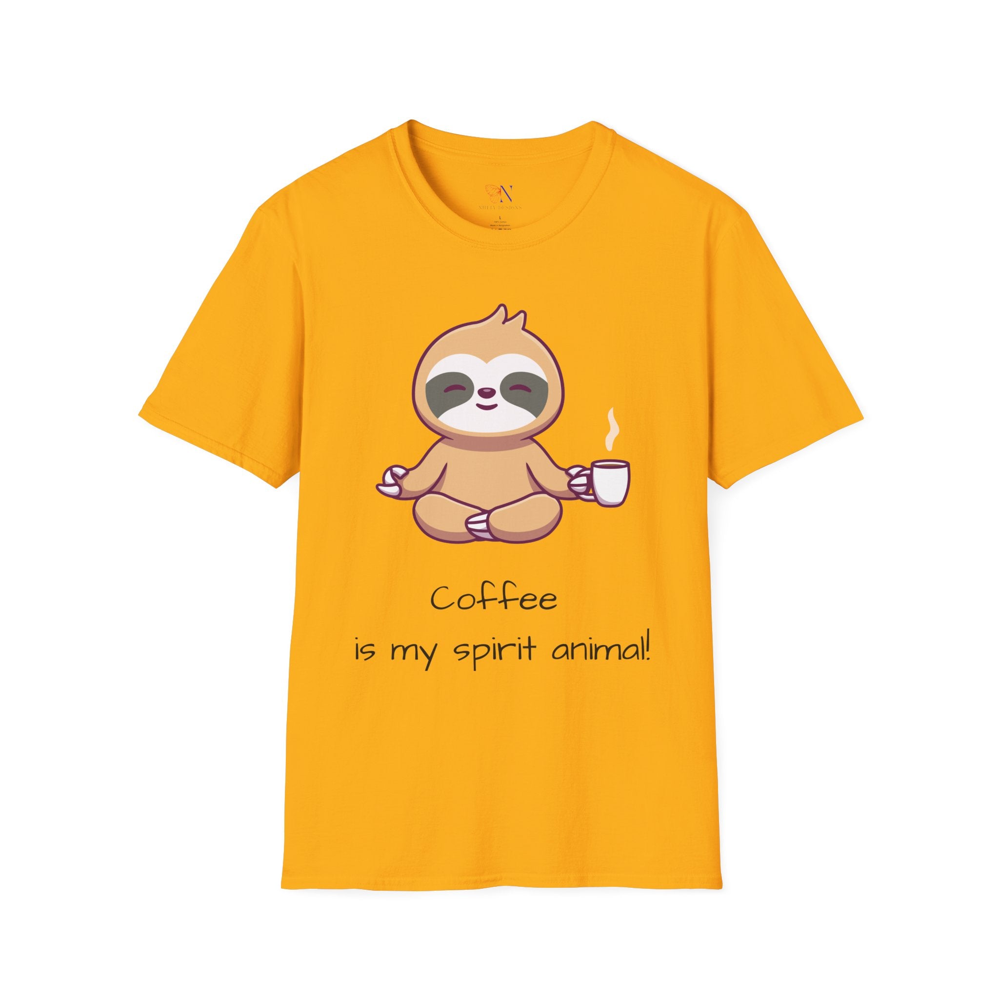 Coffee Is My Spirit Animal Funny T-Shirt – Cute Sloth Coffee Lover Tee