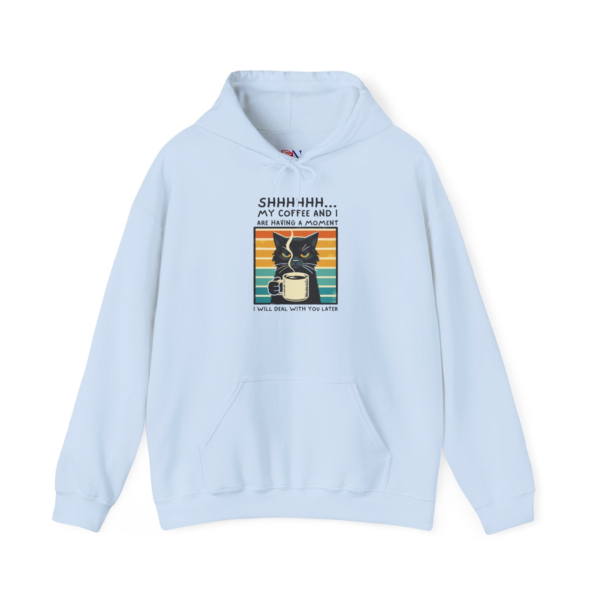 Coffee Cat Hoodie – “Shhh… My Coffee and I Are Having a Moment” Cozy Pullover