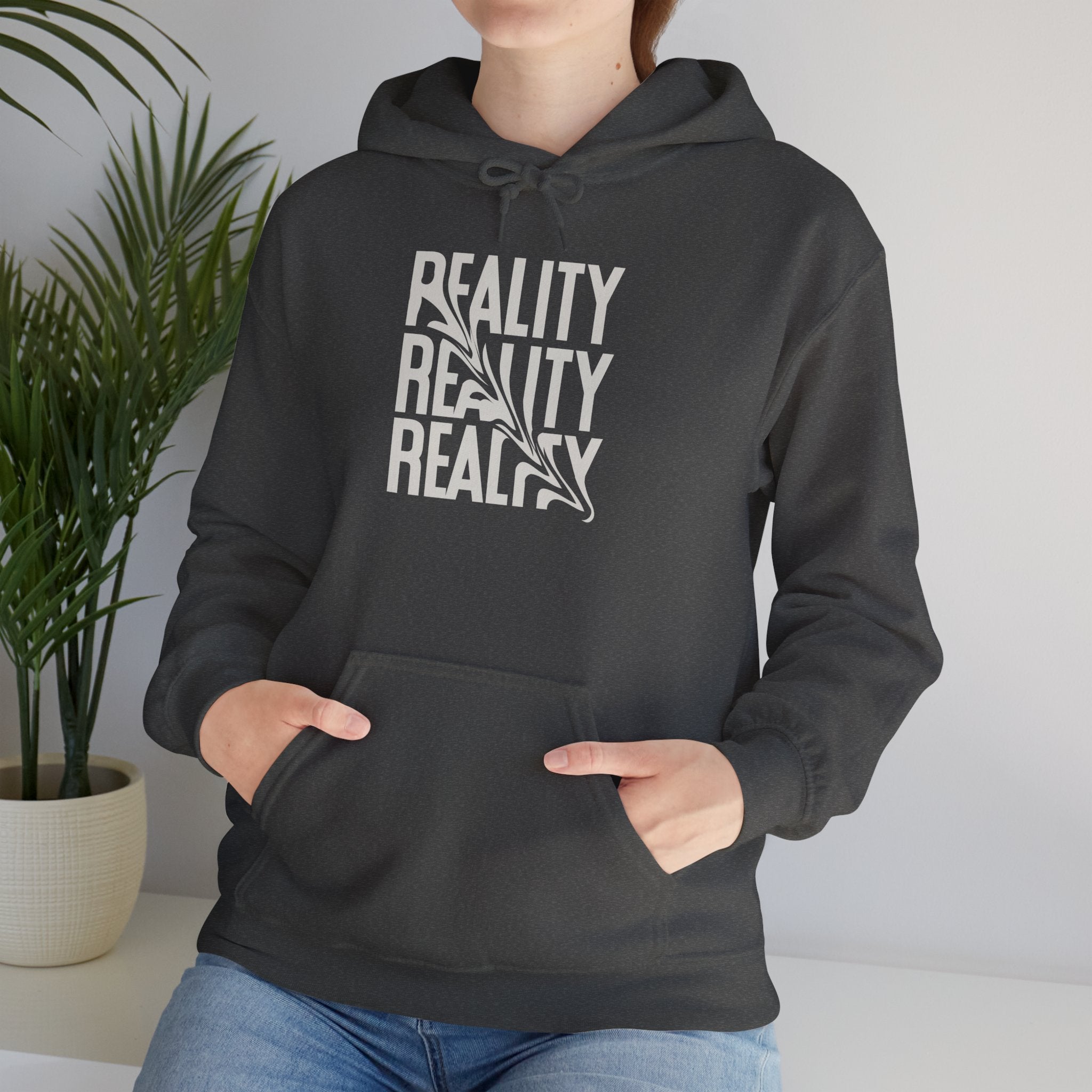 Reality Repeat Hoodie – Graphic Text Streetwear Pullover