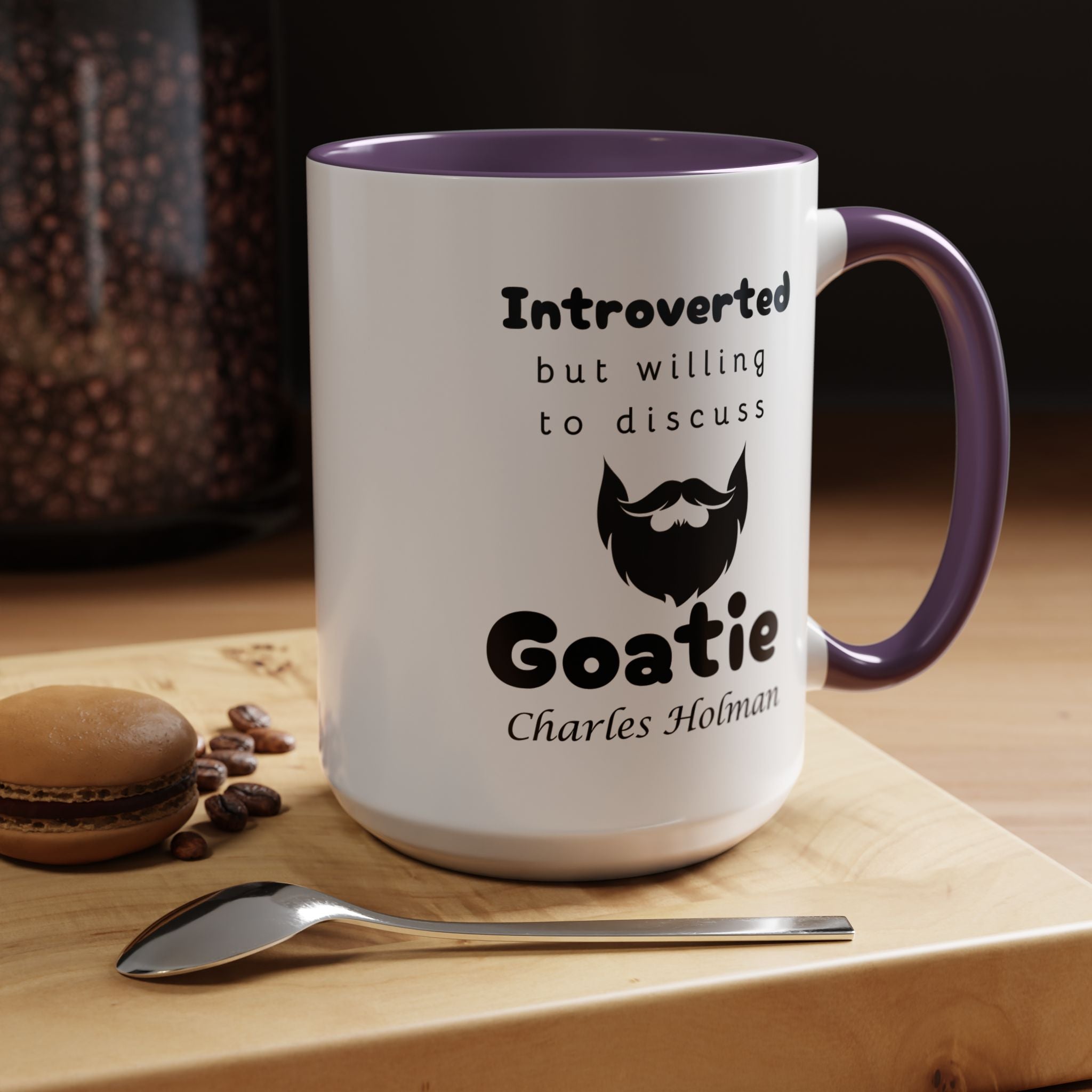 Funny Coffee Mug, Introverted But Willing To Discuss Goatie Personalized Accent Coffee Mug (11 and 15oz)