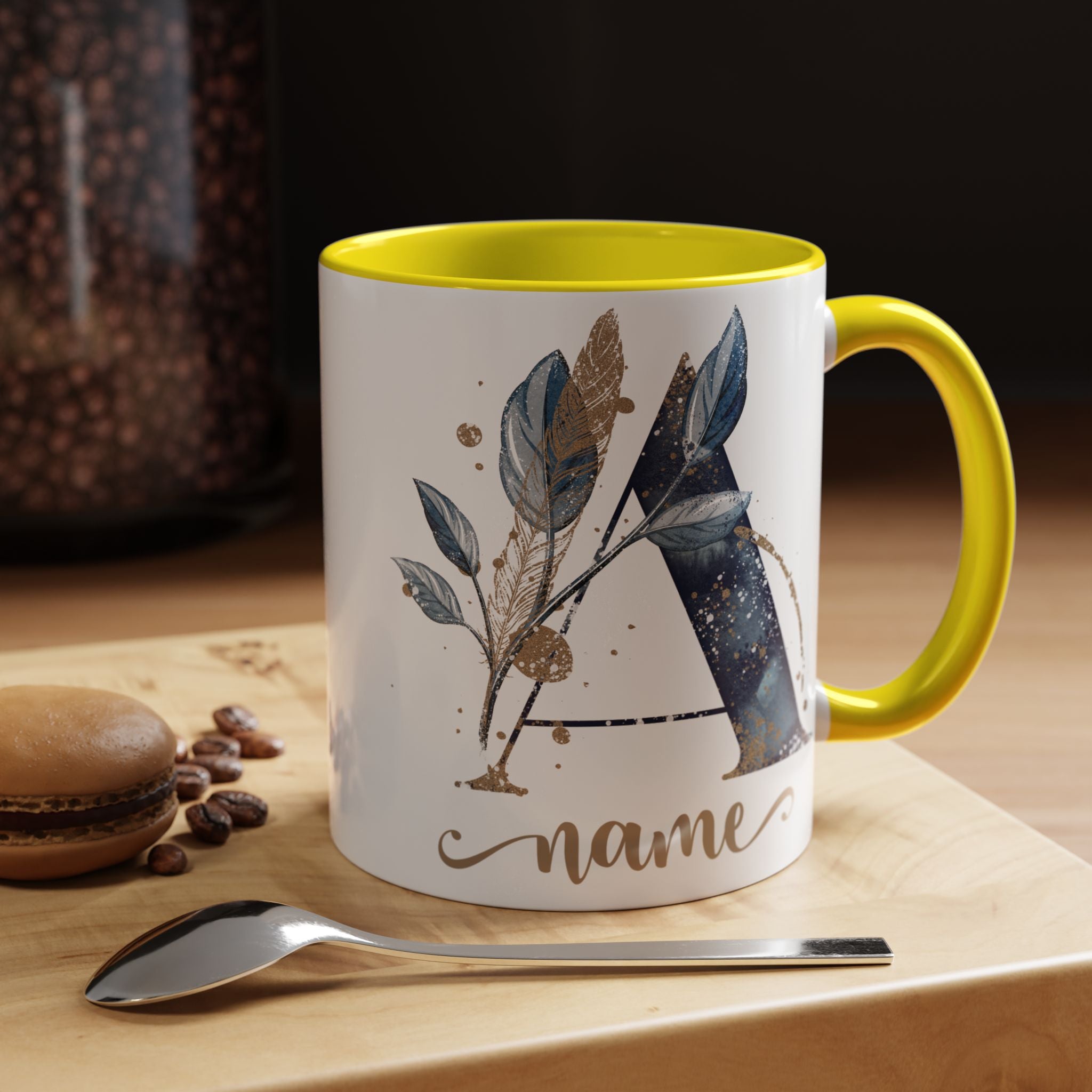 Personalized Floral Initial Coffee Mug for her, Custom Name Mug, Wedding Favor, Unique Home Décor Coffee Cup, Girlfriend Gift, Monogram Mug