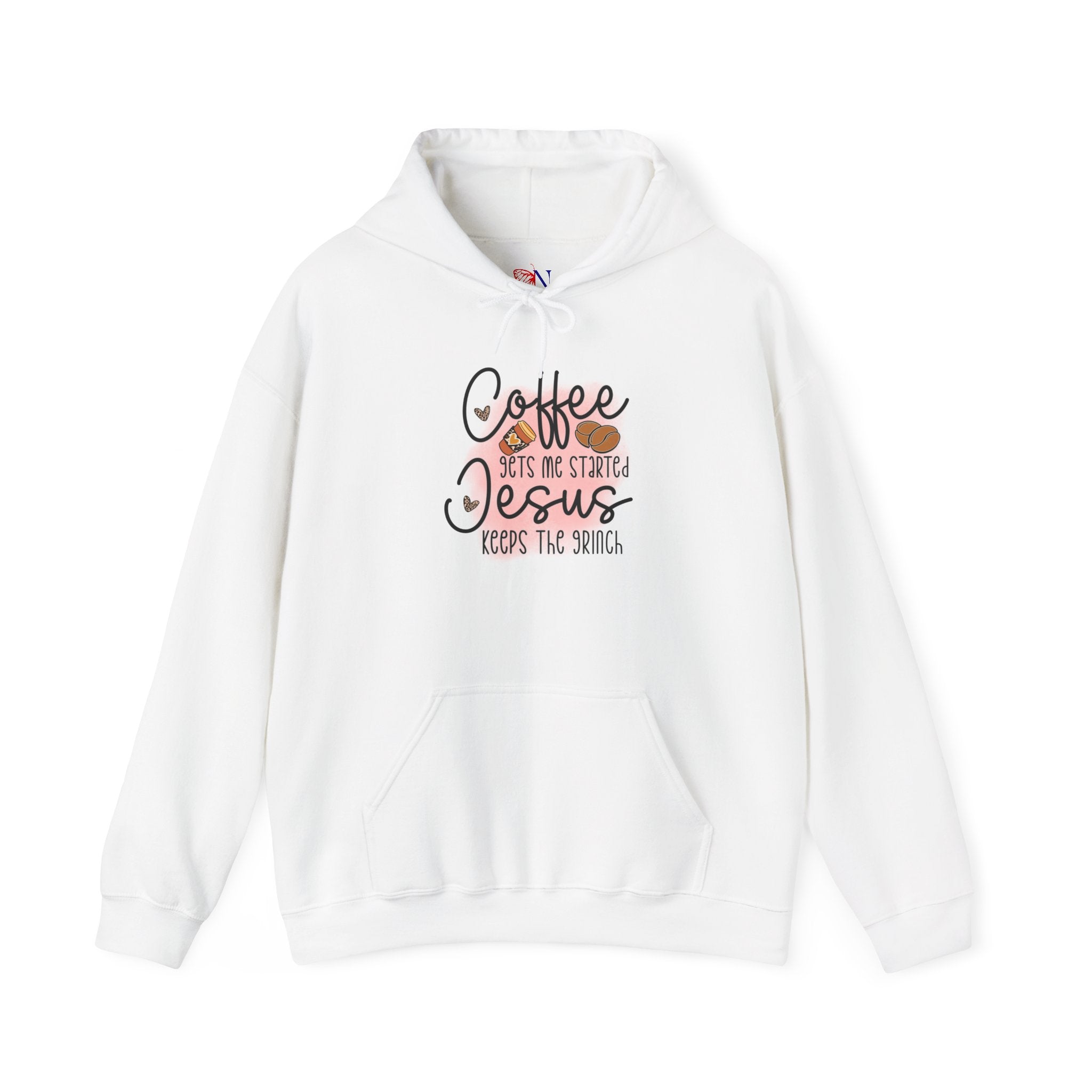 Coffee Jesus Hoodie — "Coffee Gets Me Started, Jesus Keeps The Switch" Christian Graphic Sweatshirt