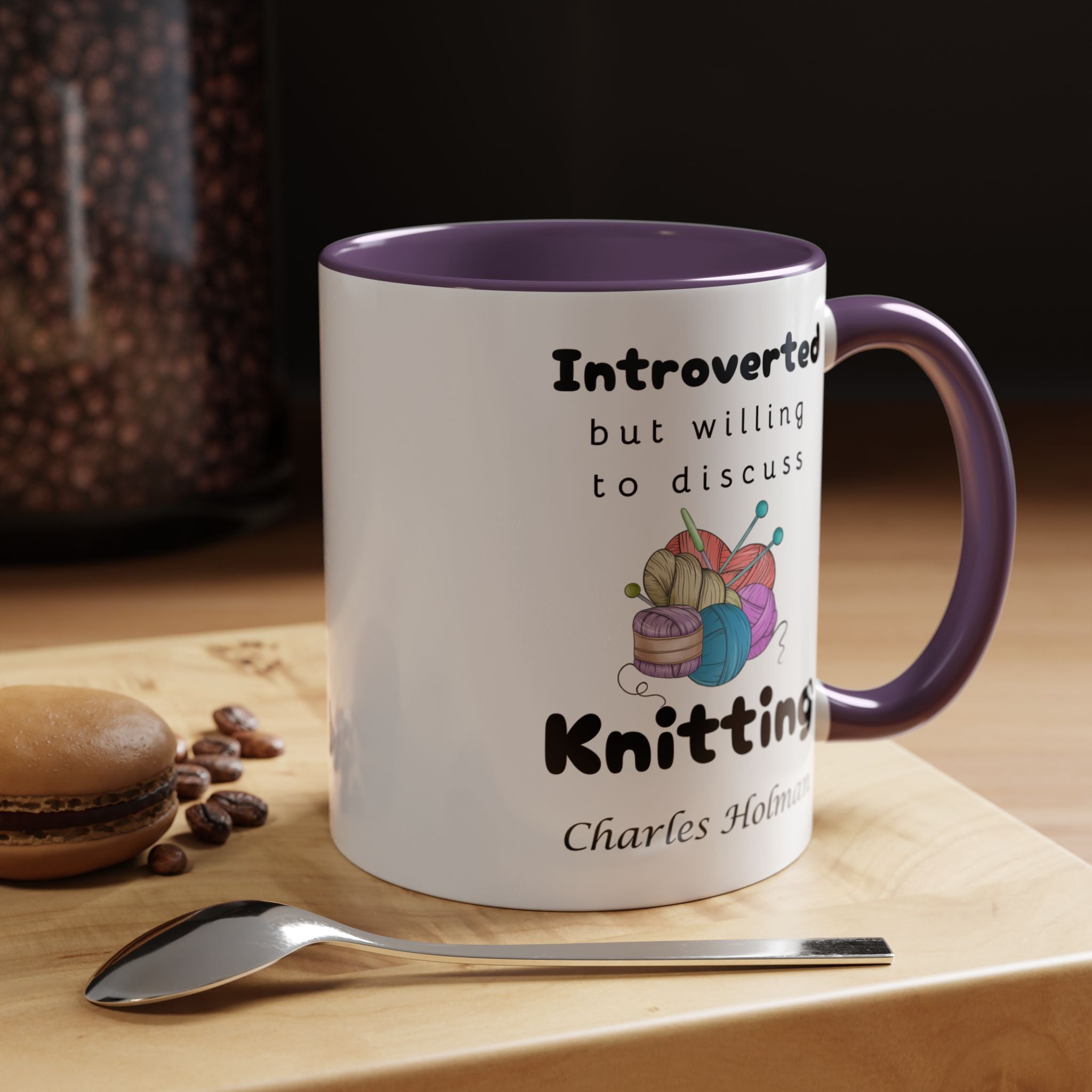 Funny Coffee Mug, Introverted But Willing To Discuss Knitting Personalized Accent Coffee Mug (11 and 15oz)