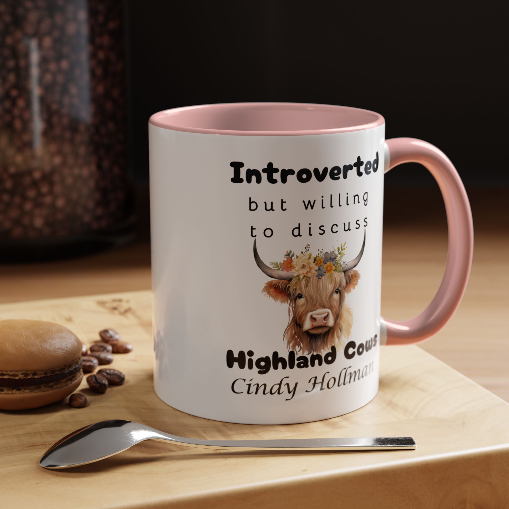 Funny Introverted Highland Cow Accent Coffee Mug (11, 15oz)