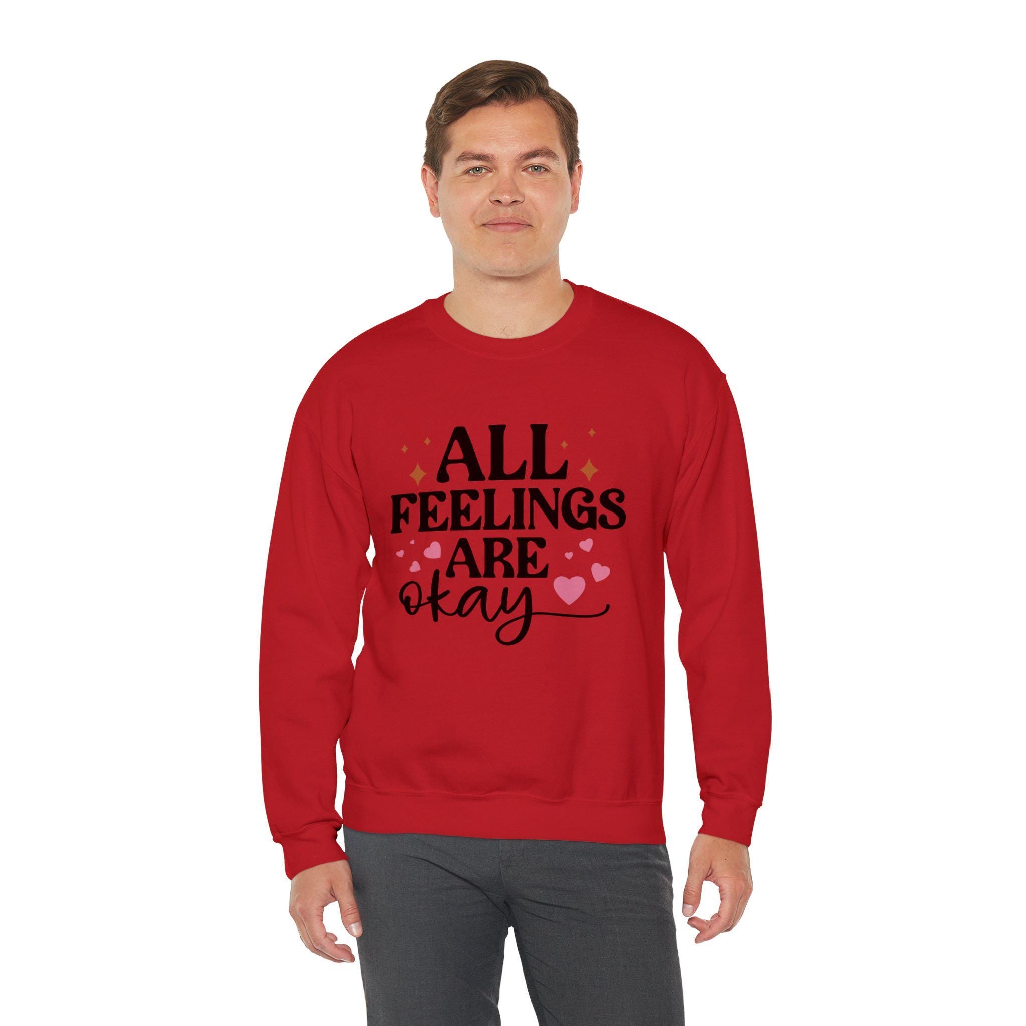 All Feelings Are Okay Cute Sweatshirt | Cozy Graphic Pullover | Positive Vibes Apparel | Gift for Her