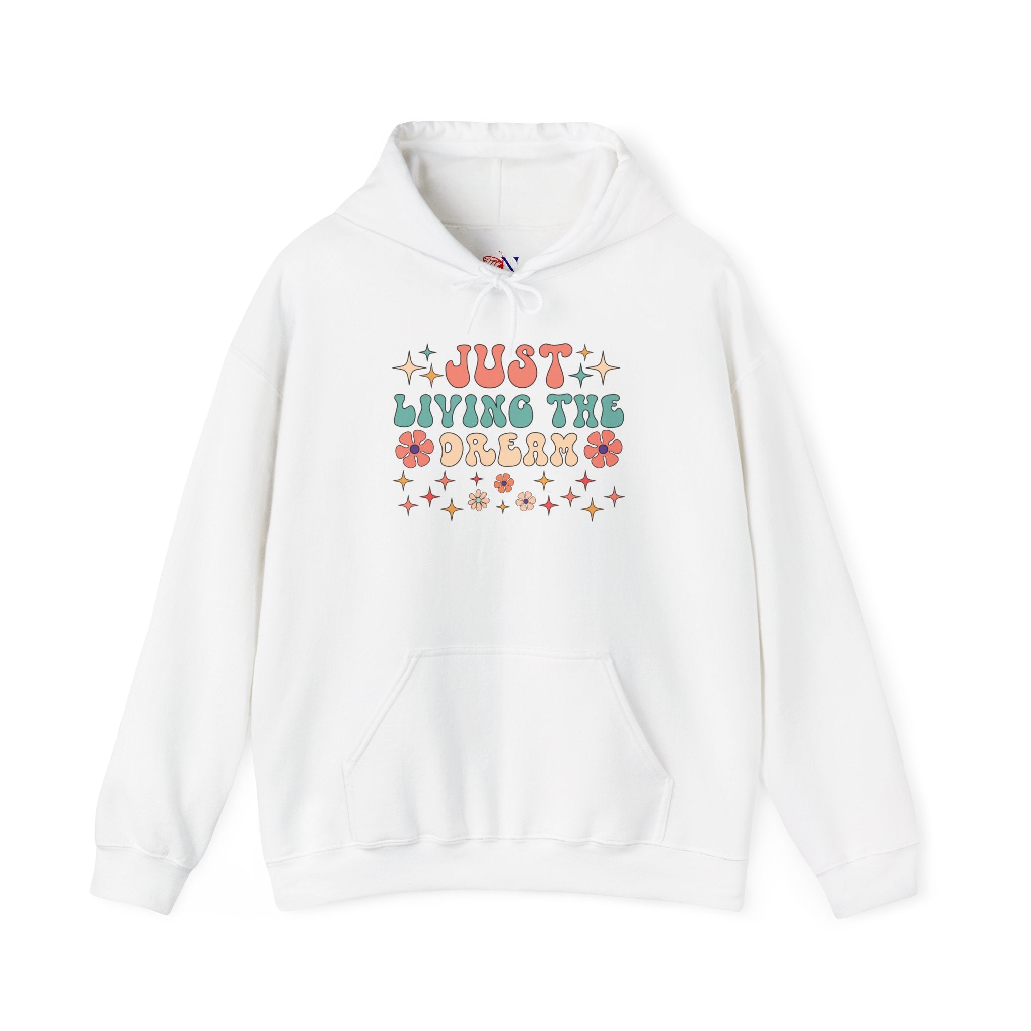 Just Living the Dream Hoodie — Retro Floral Boho Sweatshirt
