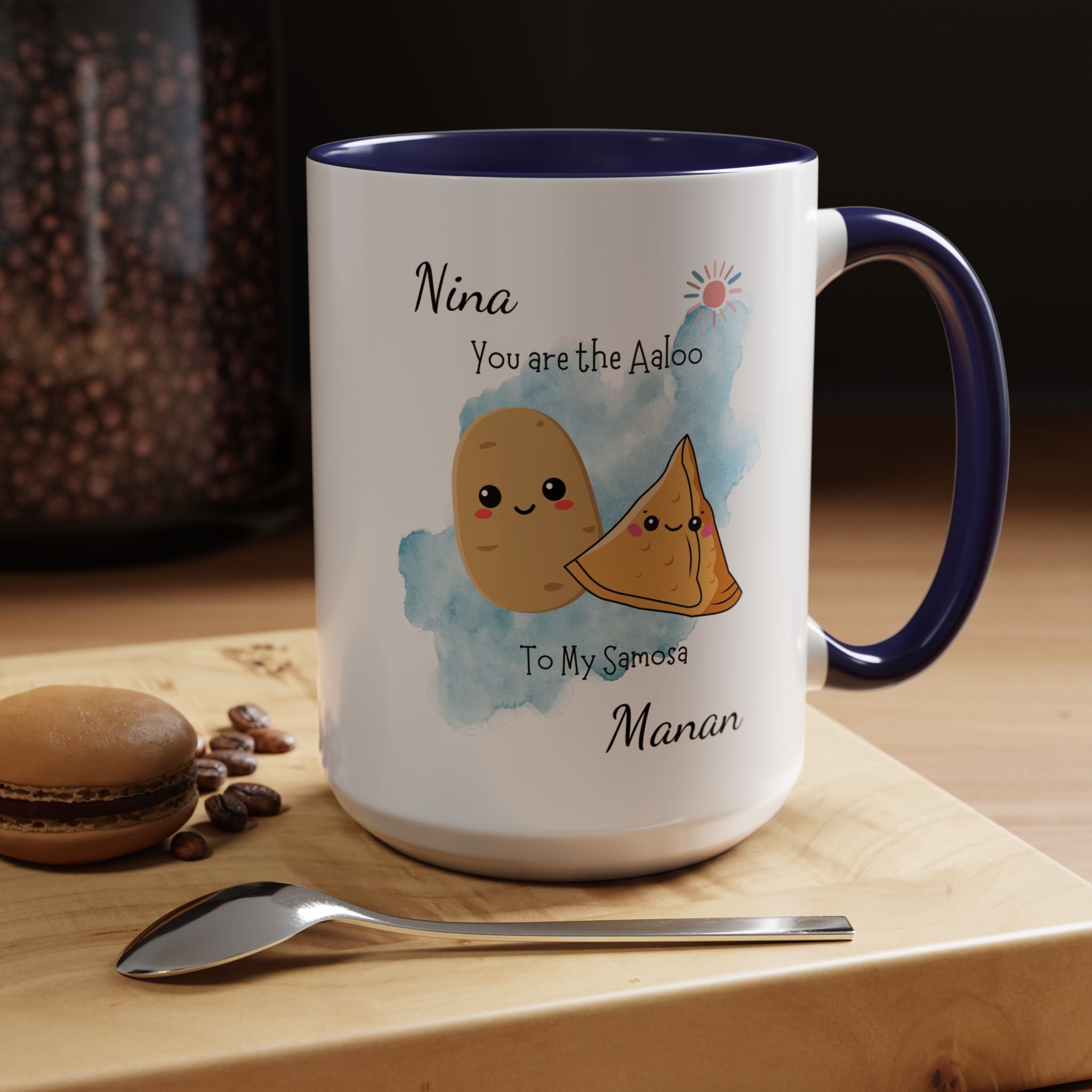 Funny Coffee Mug, Personalized Mug, You Are Aaloo To My Samosa Accent Cup 11/15oz, Anniversary, Wedding, Valentines, Romantic Gift Him her