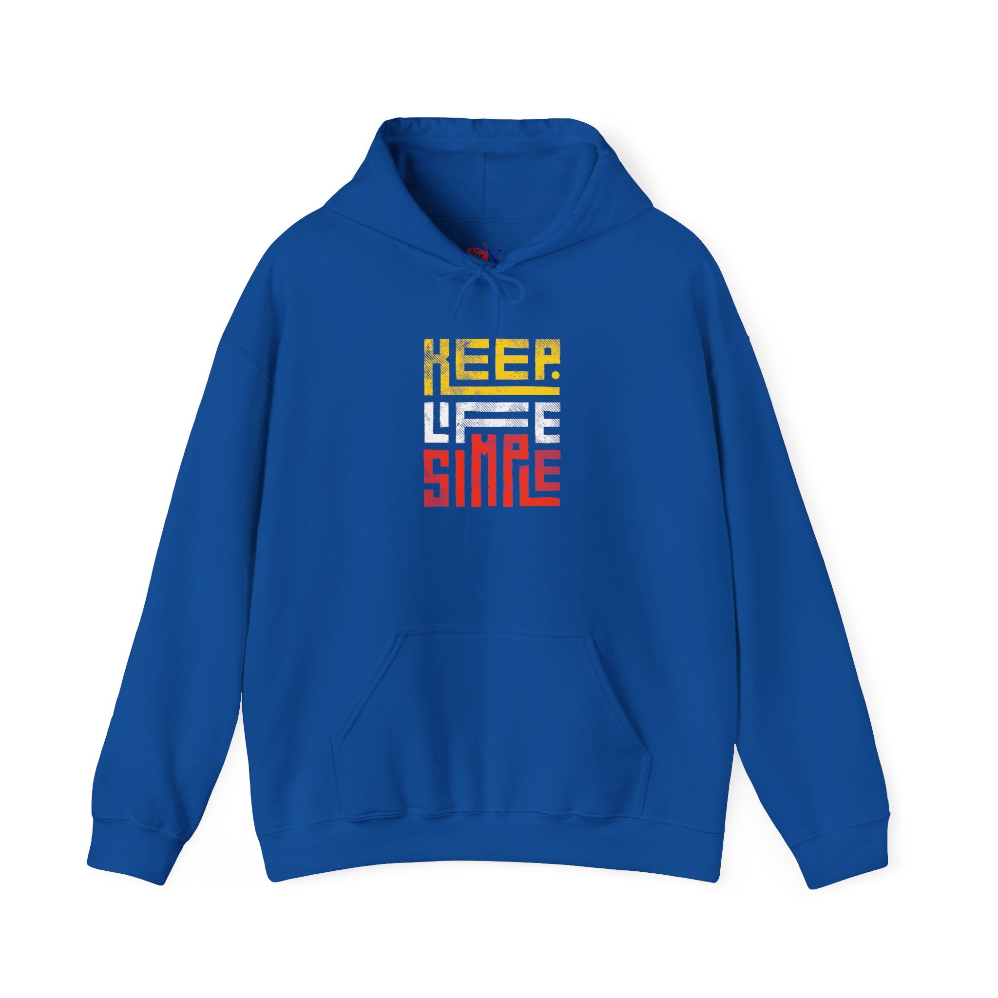 Keep Life Simple Hoodie — Retro Block Text White Pullover