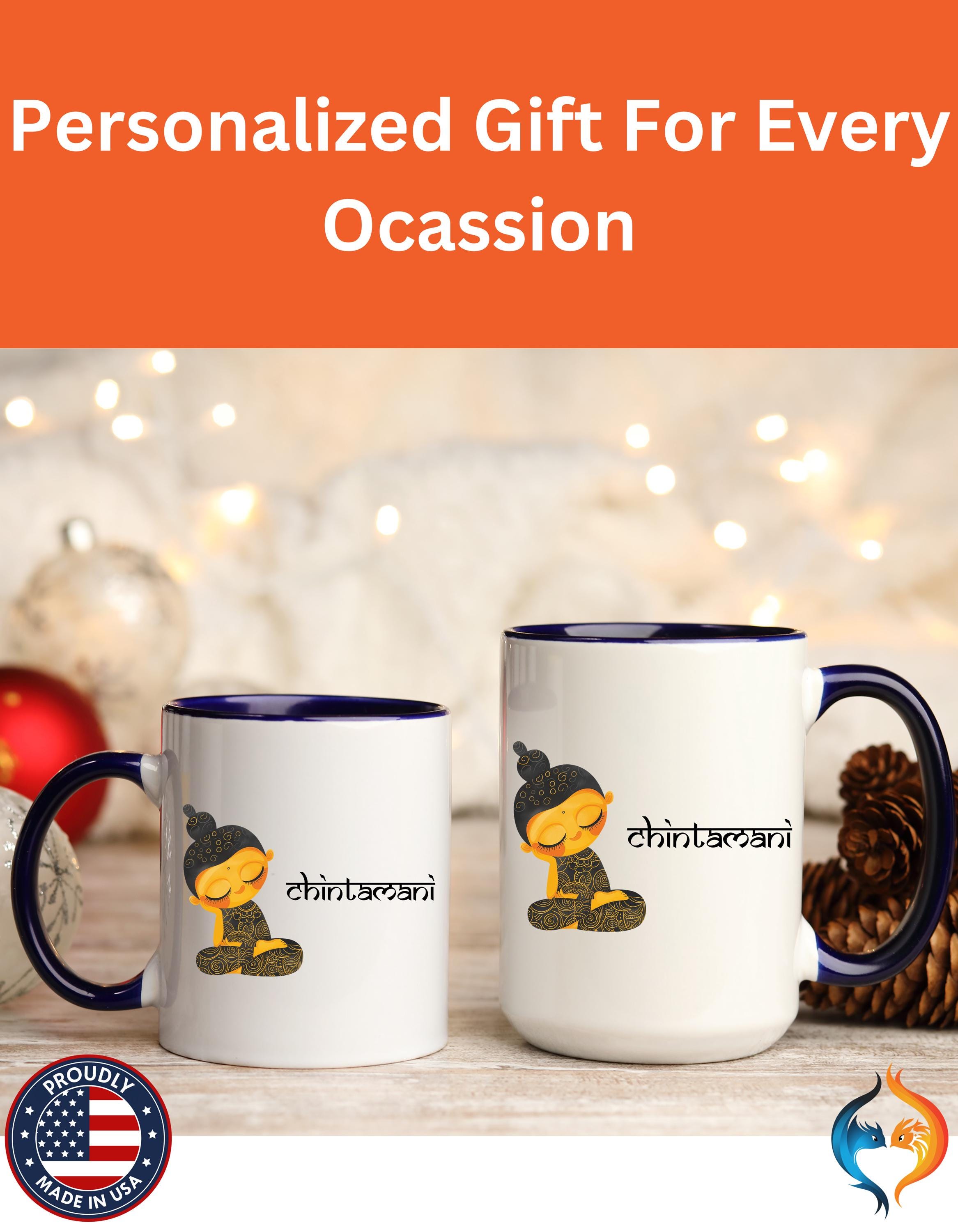 Funny Coffee Mug, Personalized Mug, Desi Roots Cup 'Chintamani' Indian Paki Accent Chai Cup (11/15oz), Gift Under 20, White Elephant