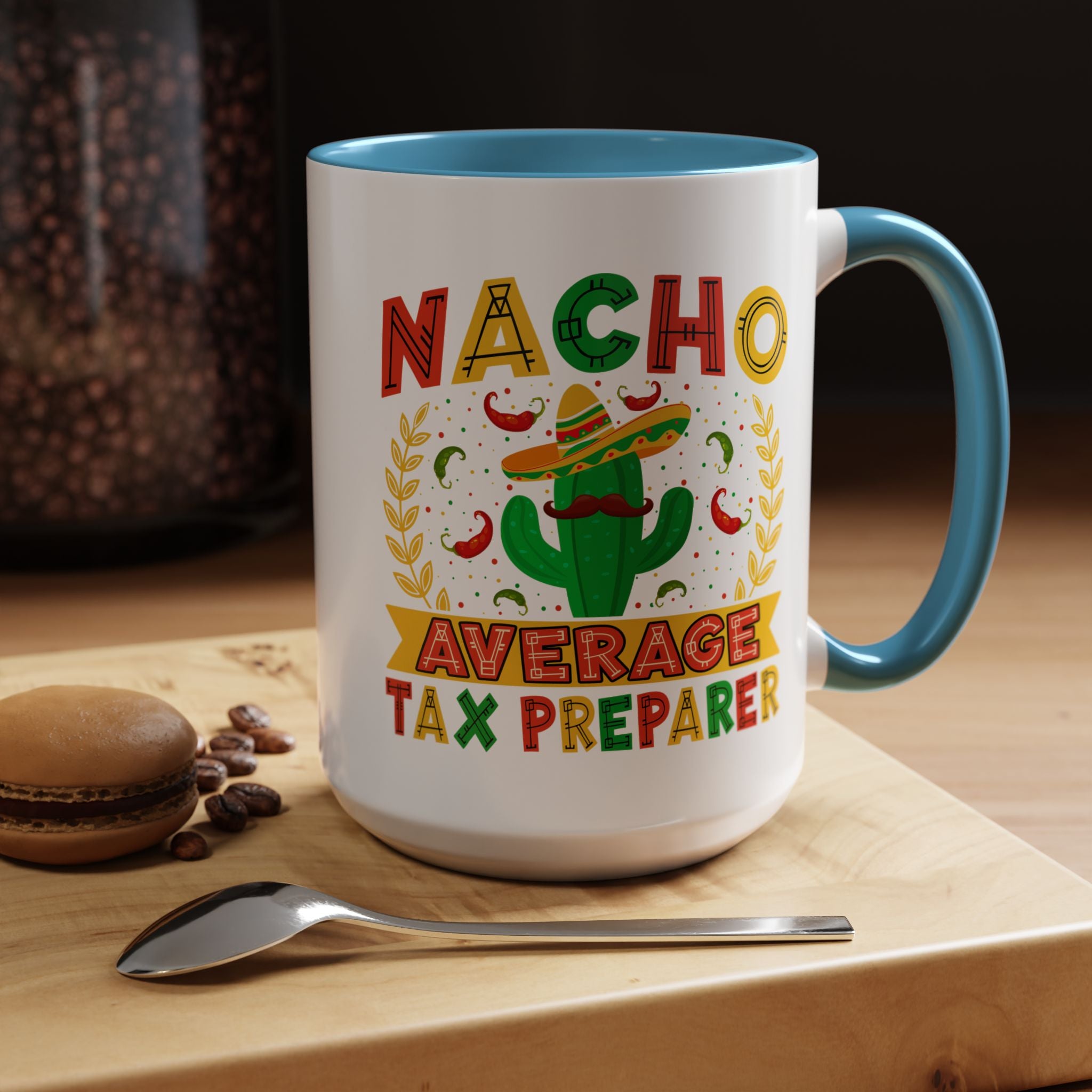 Funny Coffee Mug, Personalized Mug, Nacho Average Tax Preparer, Biking Lover Accent Cup (11, 15oz), Gift Under 20, White Elephant gift