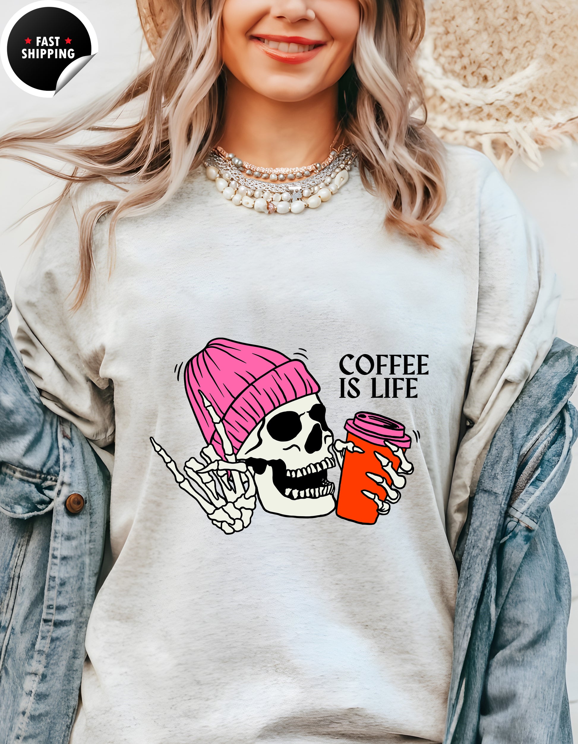 Coffee Is Life T-Shirt Lifestyle Mockup | Nutty Designs
