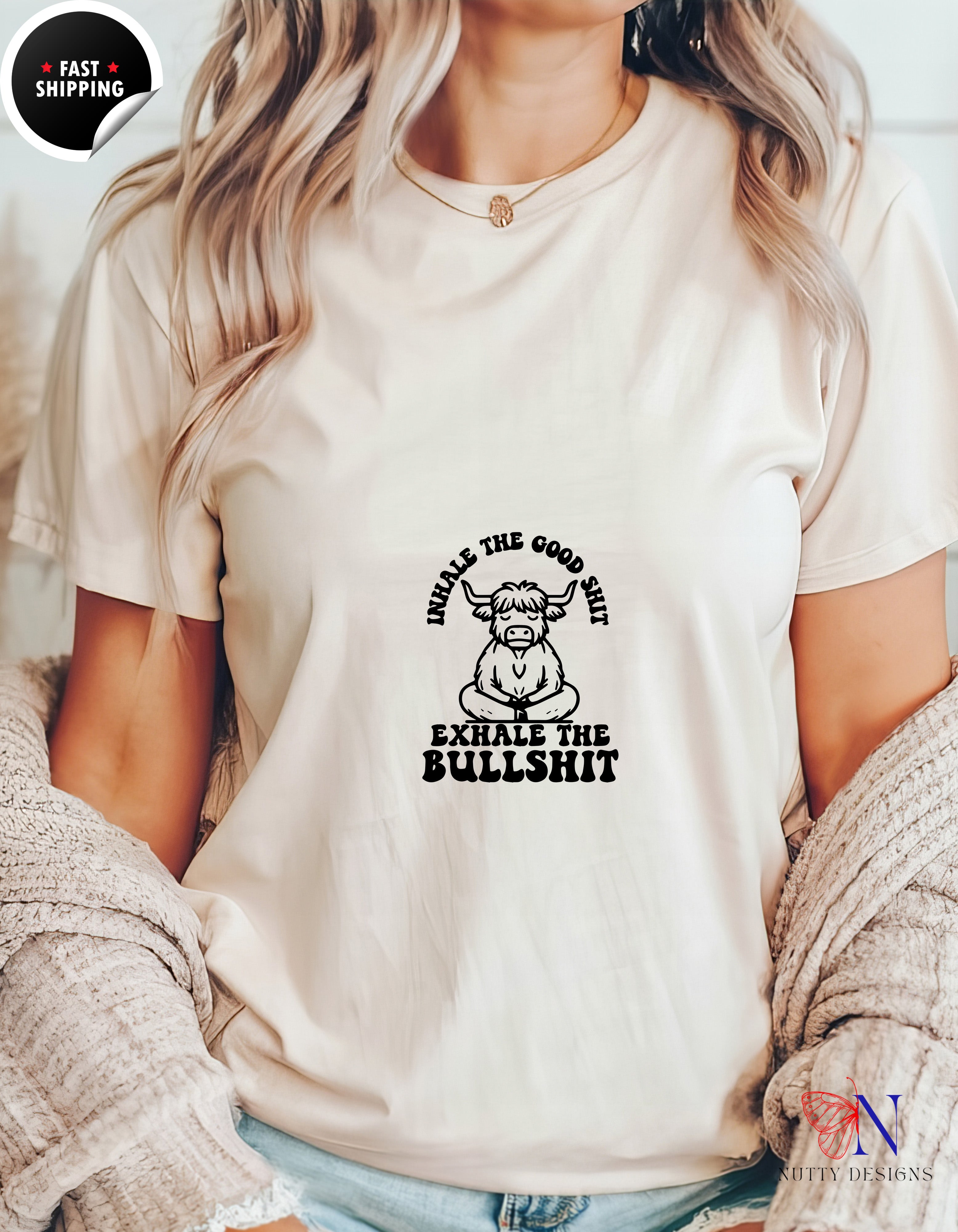 Mindful Cow — "Inhale the Good Shit, Exhale the Bullshit" Hoodie Product Photo | Nutty Designs