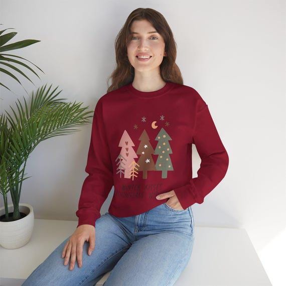 Boho Sweatshirt: Winter Kisses & Snowflake Wishes, Cozy Christmas Apparel, Holiday Gift for Her, Trendy Winterwear