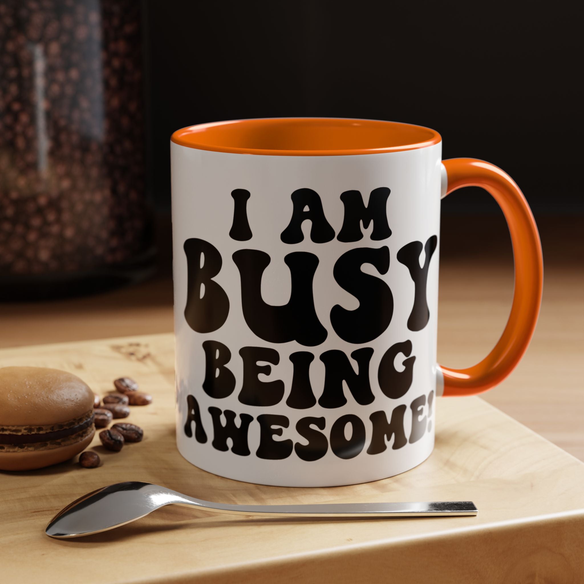 Funny Coffee Mug, Personalized Mug, I am Busy Being Awesome Accent Cup (11, 15oz), Gift Under 20, White Elephant Gift