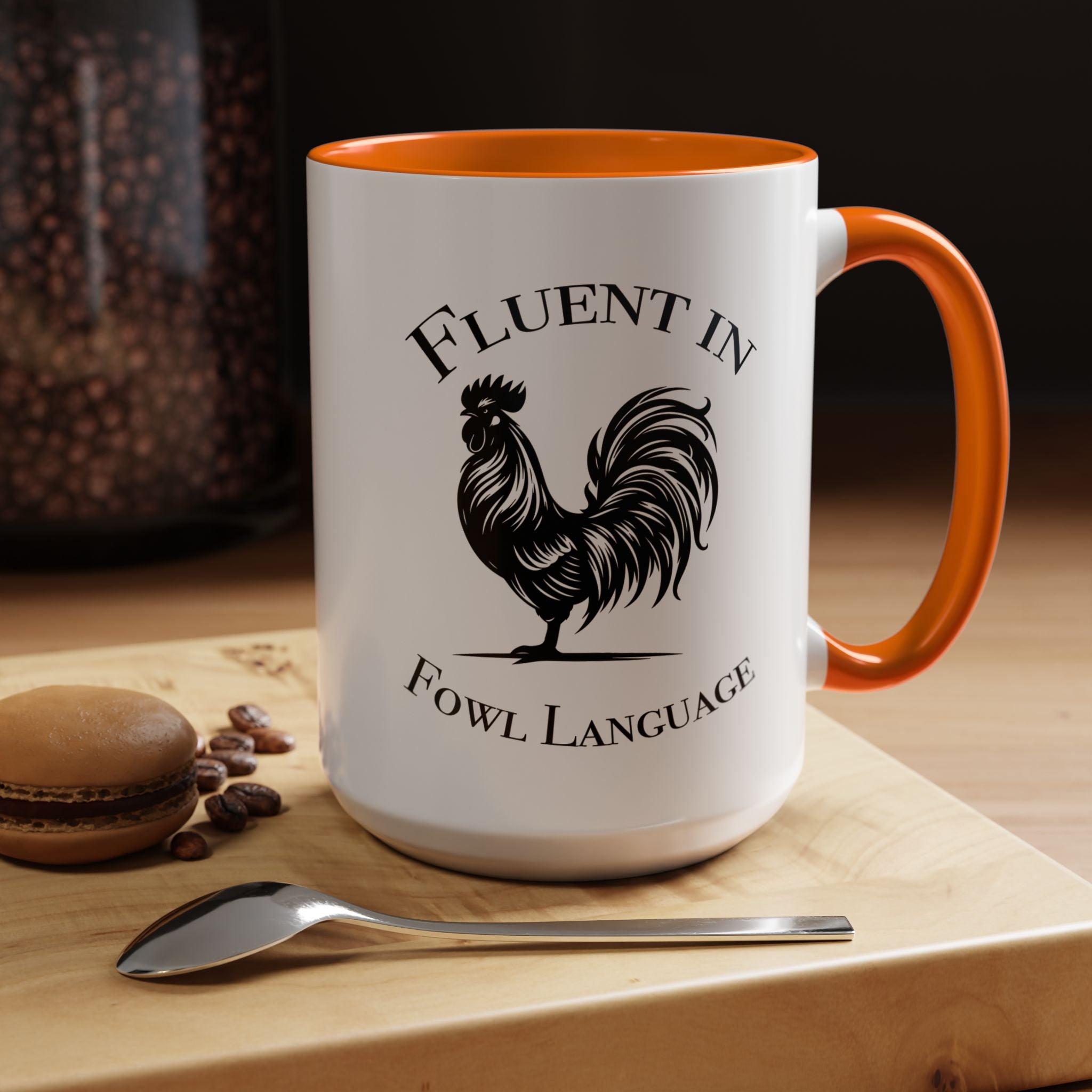 Funny Coffee Mug, Personalized Mug, Fluent In Fowl Language Accent Cup (11, 15oz), Gift Under 20, White Elephant gift